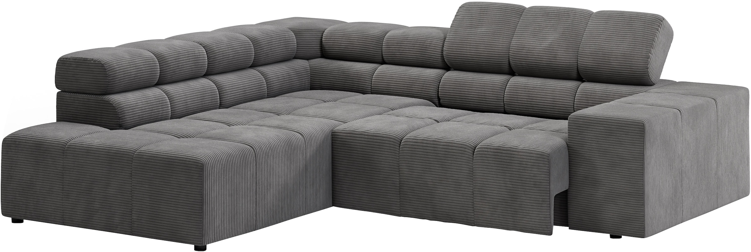 INOSIGN Ecksofa »Ancona, incl. Kopfteilverstellung + 3 Zierkissen L-Form,«, wahlweise motorische Sitztiefenverstellung, B/T(H: 249/215/70 cm