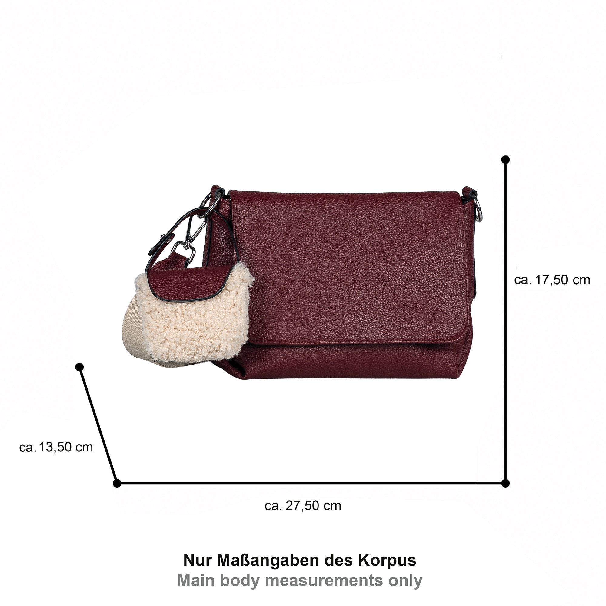 TOM TAILOR Umhängetasche »Fania« Damen Schultertasche mit Fellimitat-Anhänger