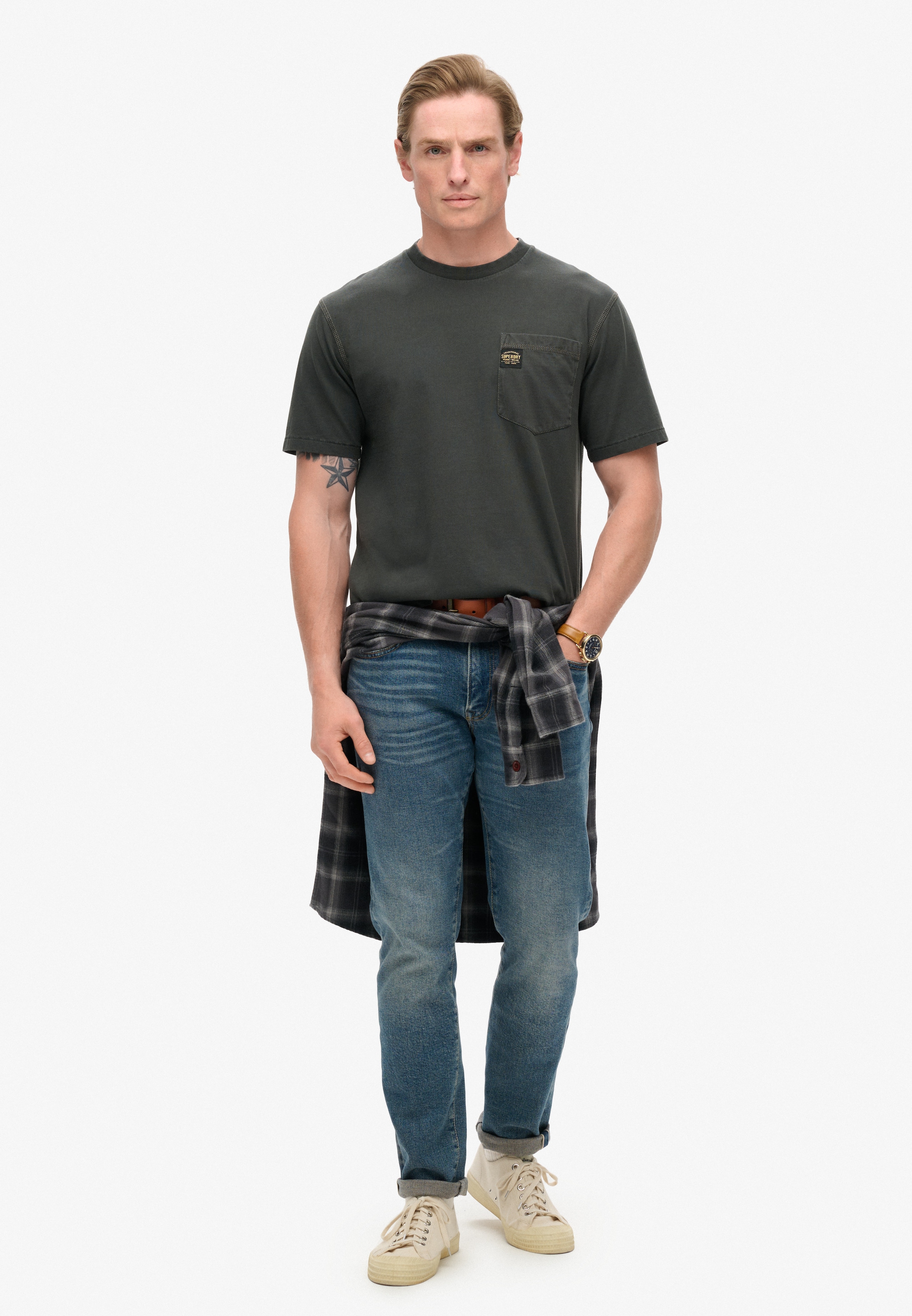 Superdry Rundhalsshirt »CONTRAST STITCH POCKET T-SHIRT«