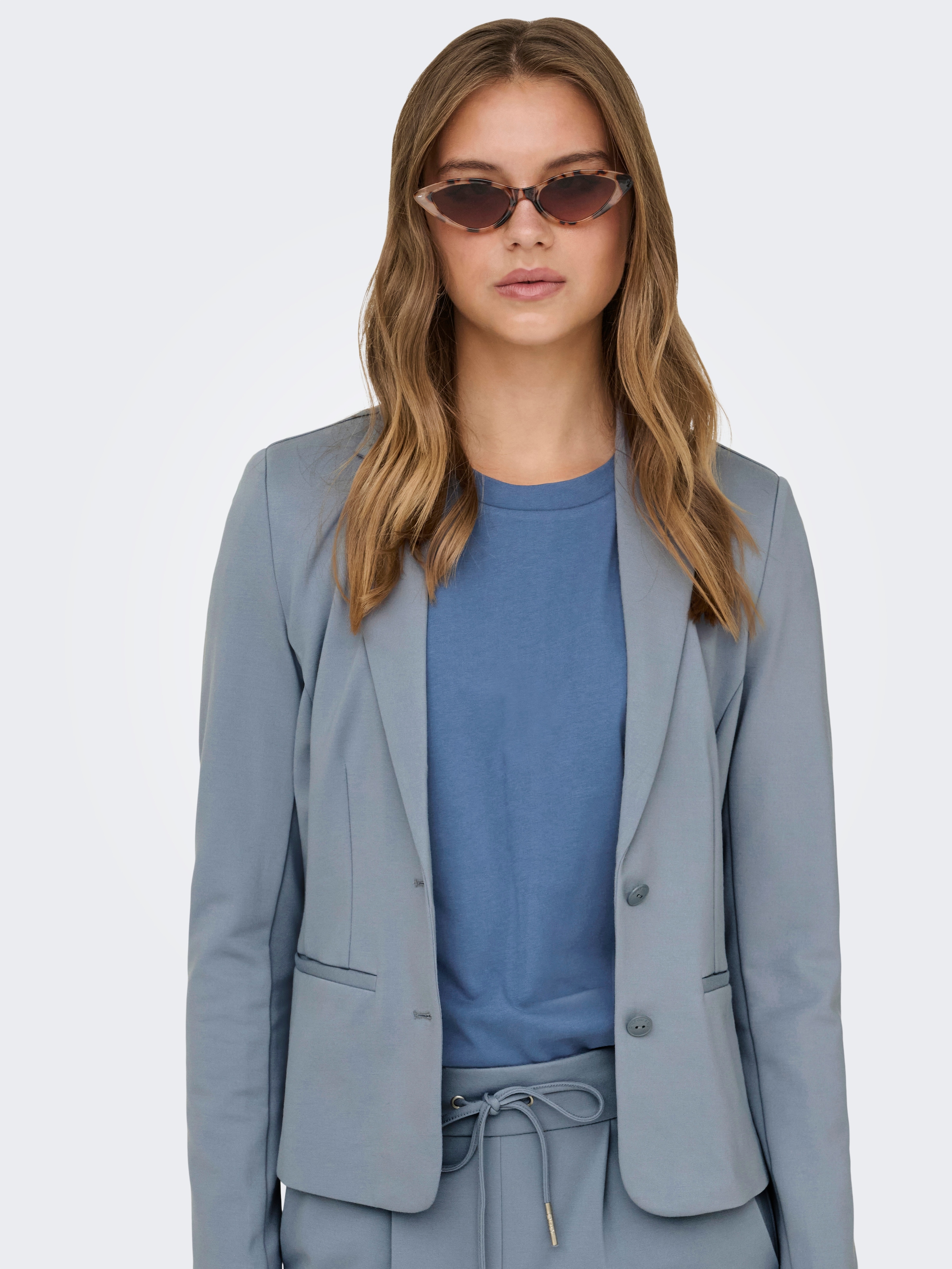 ONLY Jerseyblazer »ONLPOPTRASH – 2-Knopf Blazer mit taillierter Silhouette« regular fit, Milano Rib, Materialmix, Reverskragen, unifarben