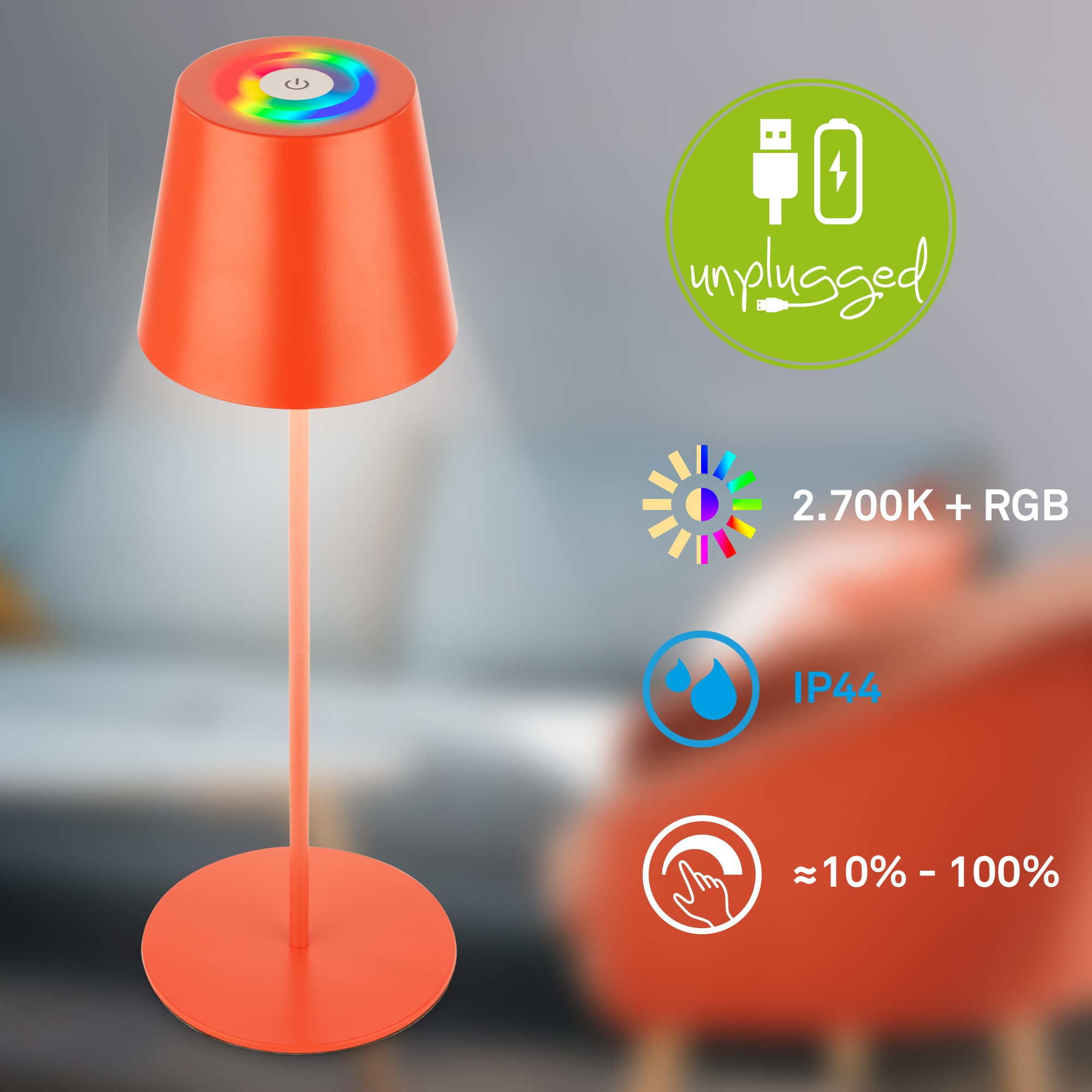 Briloner Leuchten LED Außen-Tischleuchte »RGB/W Akku Tischleuchte, IP44, 2,5W, inkl. Flaschenhalter«, Leuchtmittel LED-Modul | LED fest integriert