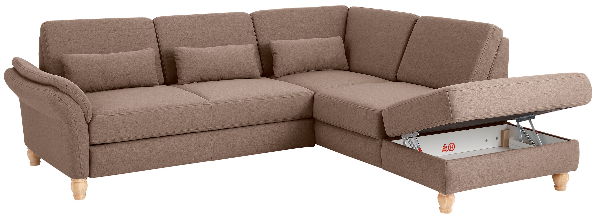 Home affaire Ecksofa »Palace L-Form«, incl. Sitztiefenverstellung, wahlweise mit Bettfunktion und Stauraum