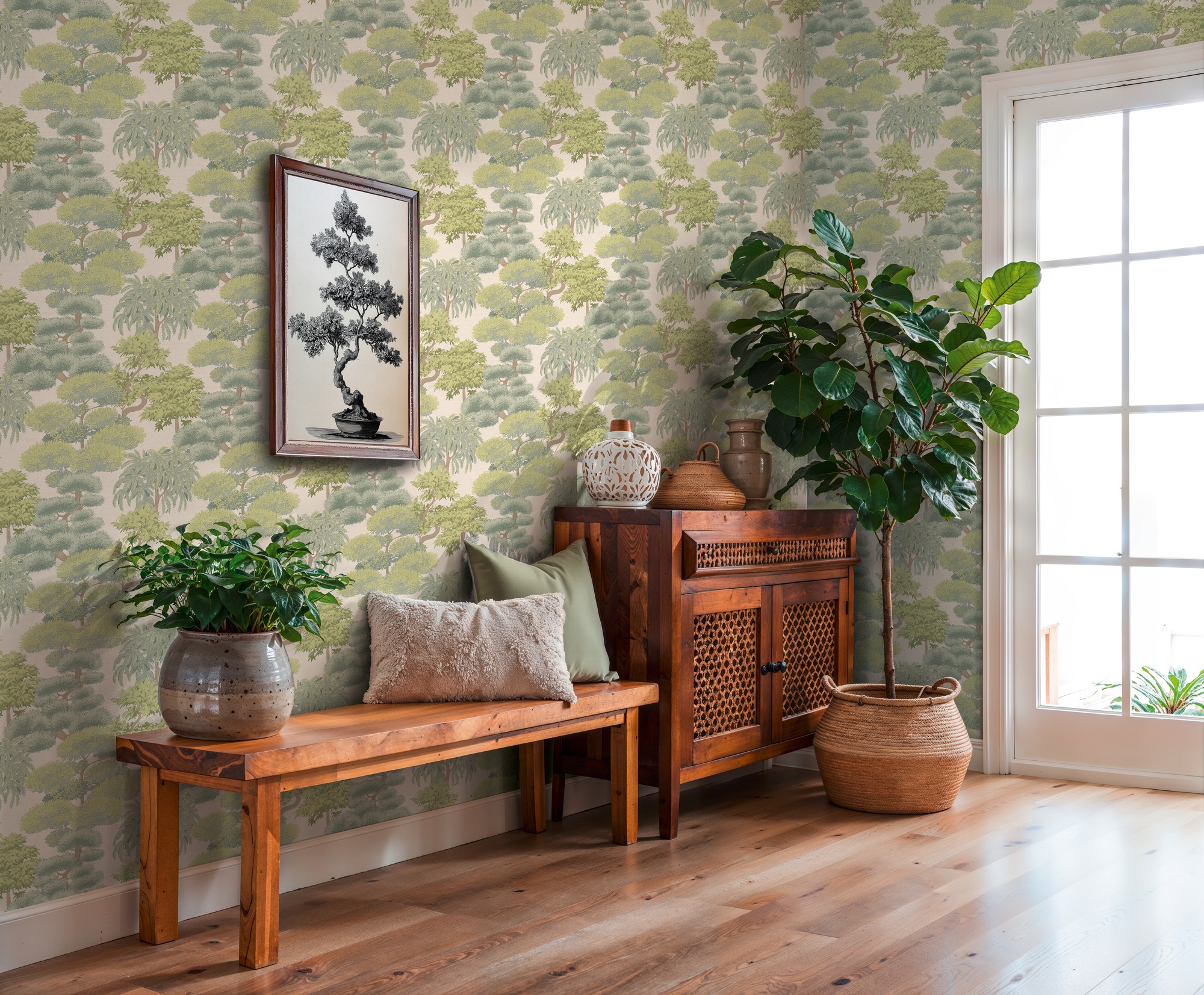 A.S. Création Vliestapete »Cuba II Tropical Garden Trees« Retro | floral | tropisch leicht strukturiert Stilisiertes Naturmotiv mit dekorativen Bäumen und Tiefe