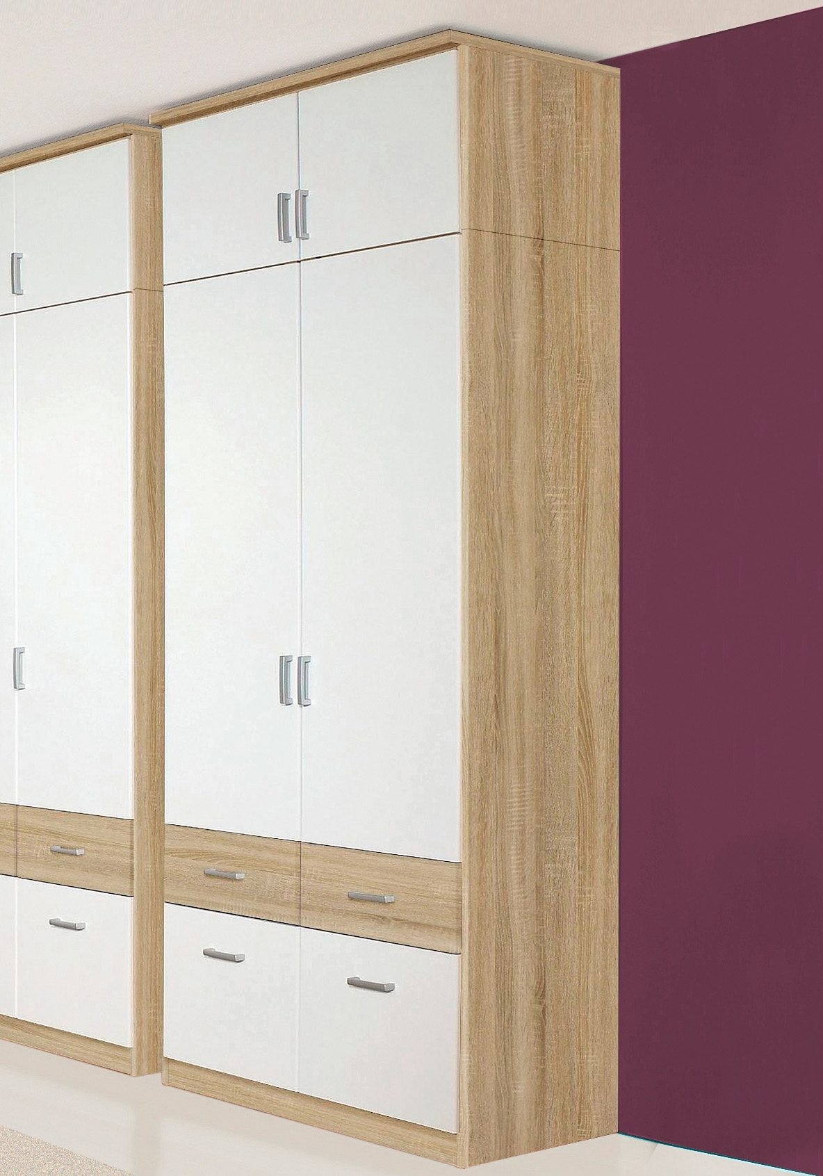 rauch Kleiderschrank »Kleiderschrank Schrank Garderobe deckenhoher Schrank BREMEN« optional mit Spiegel, Breiten: 91/136/181 cm, Höhe: 199 cm,  in vielen Farbvariationen, inkl. Kranzblende MADE IN GERMANY