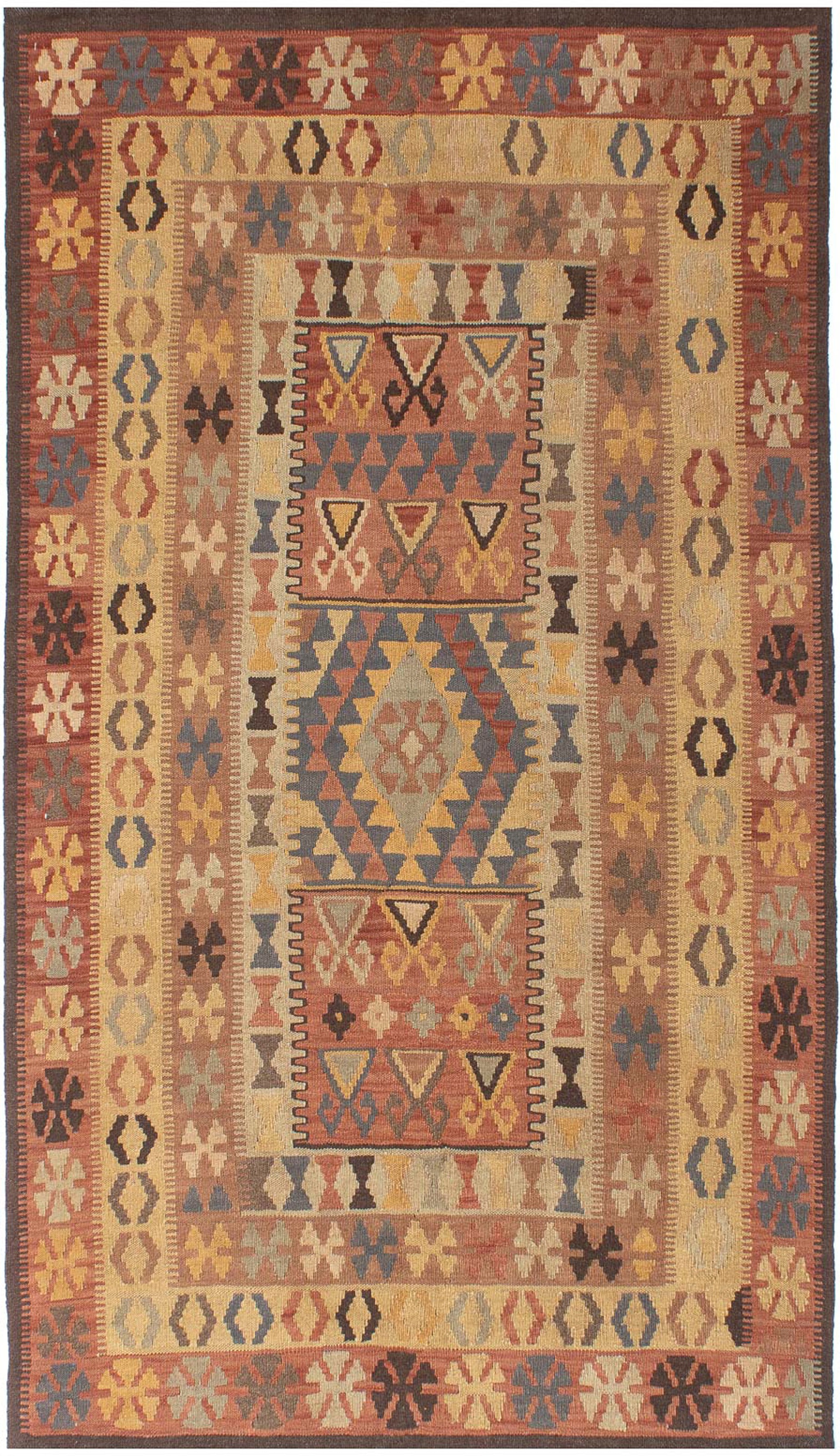 morgenland Wollteppich »Kelim - Oriental - 204 x 130 cm - mehrfarbig«, rechteckig, Wohnzimmer, Einzelstück