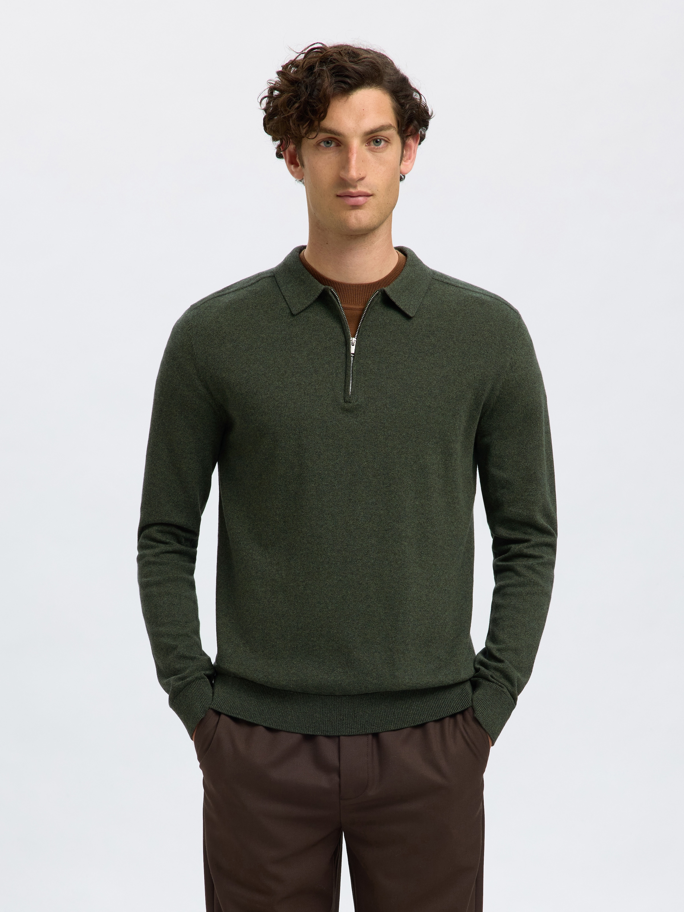 SELECTED HOMME Polokragenpullover "SLHBERG LS HALF ZIP POLO NOOS" günstig online kaufen