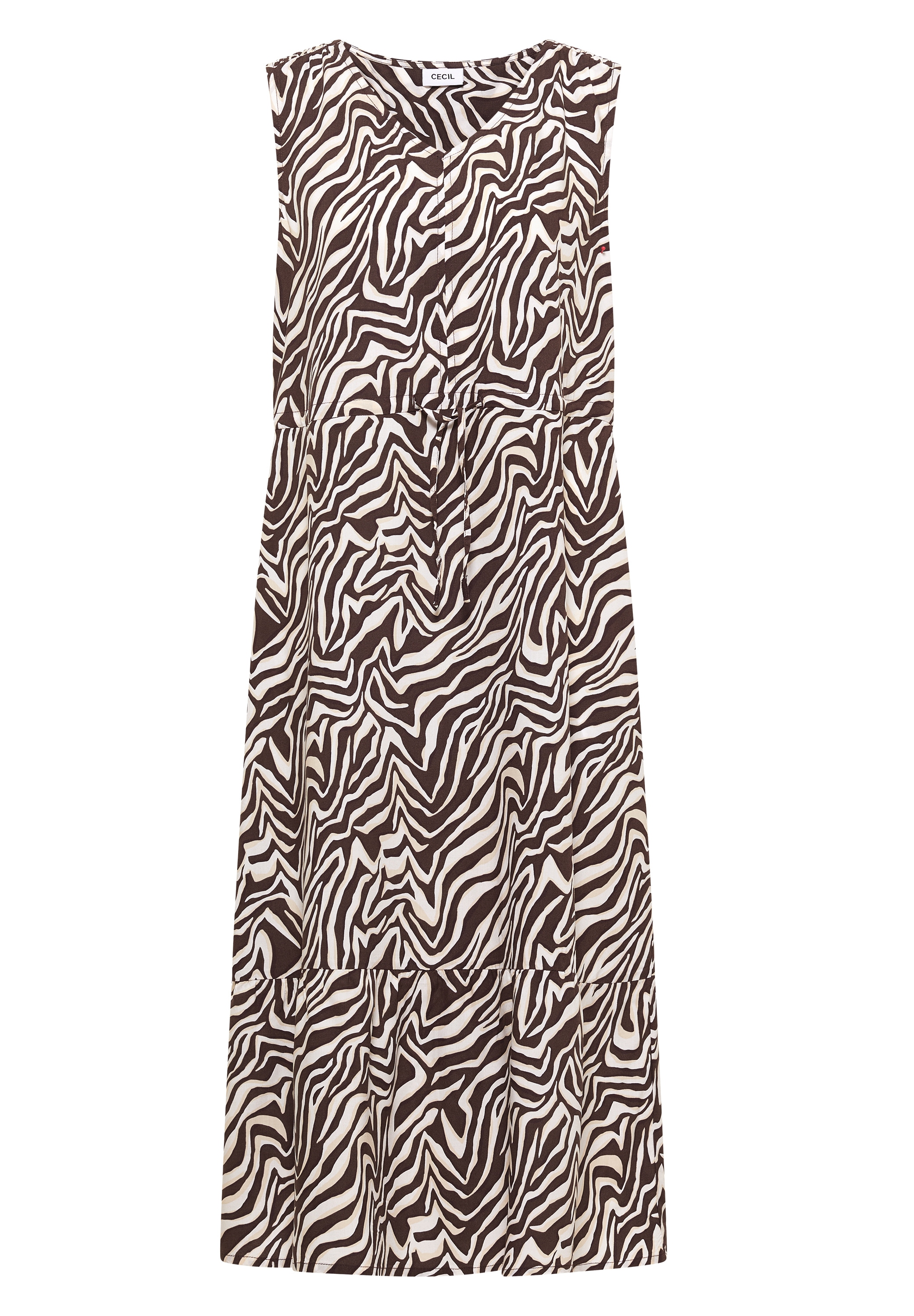 Cecil Midikleid V-Ausschnitt, abstrahierter Zebraprint, V-Ausschnitt, Sommerkleid
