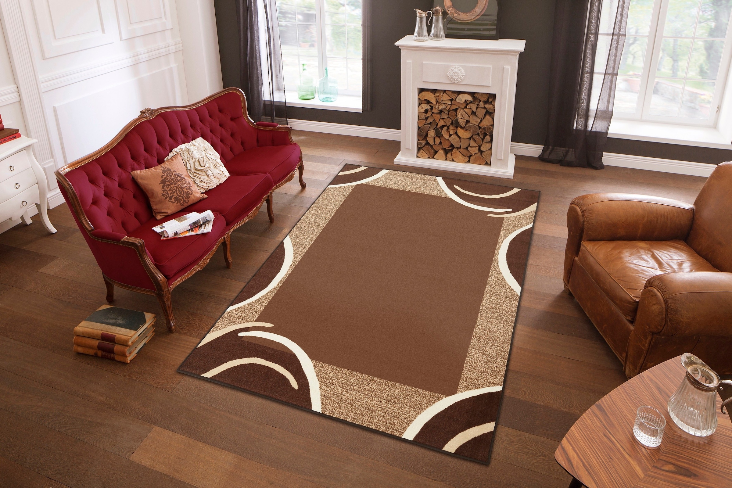 THEKO Teppich »Loures«, rechteckig, Kurzflor, mit moderner Bordüre, ideal im Wohnzimmer & Schlafzimmer