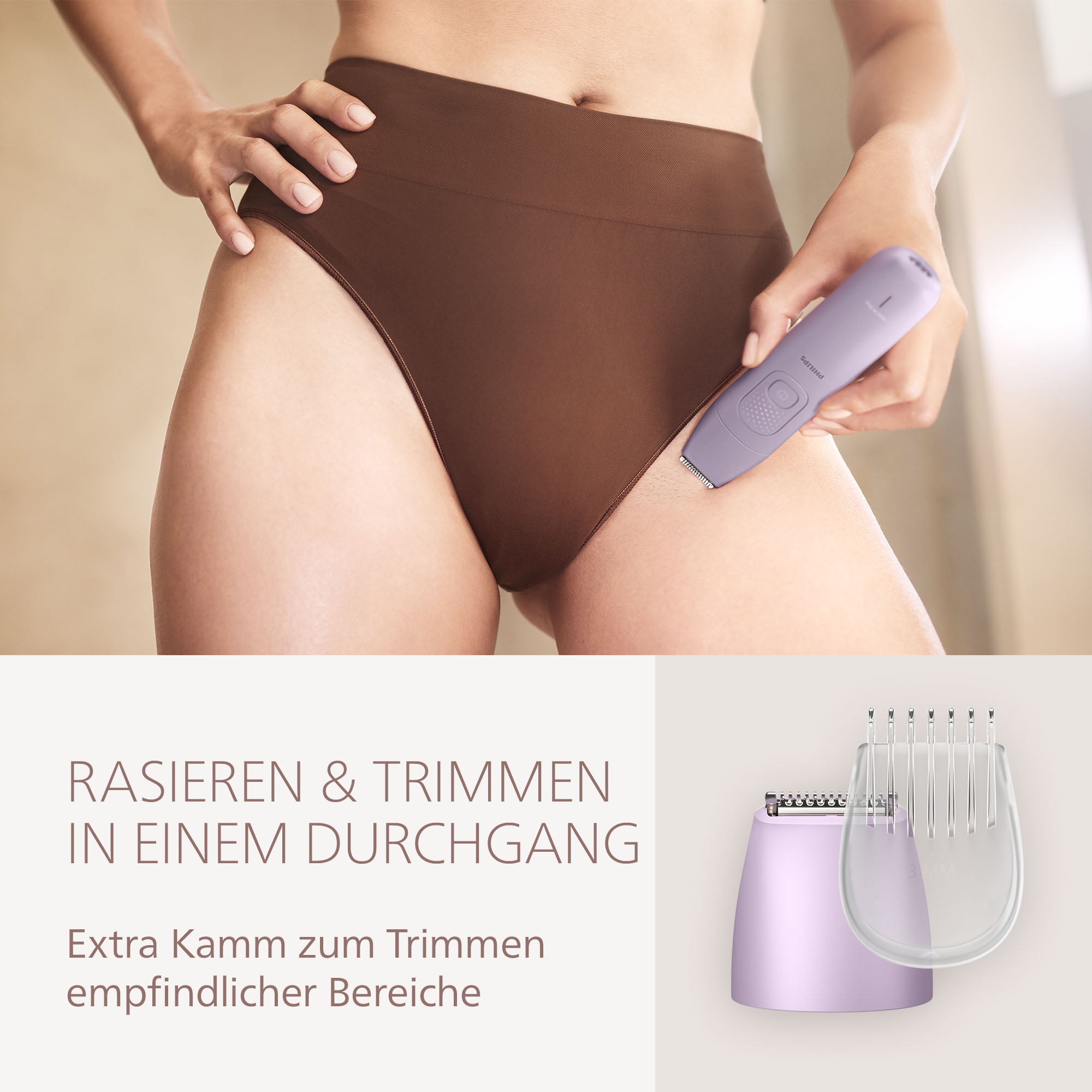 Philips Elektrorasierer »Lady Shaver Series 6000«, 3 St. Aufsätze, kabelloser Rasierer, nass und trocken, inkl. Trimmeraufsatz