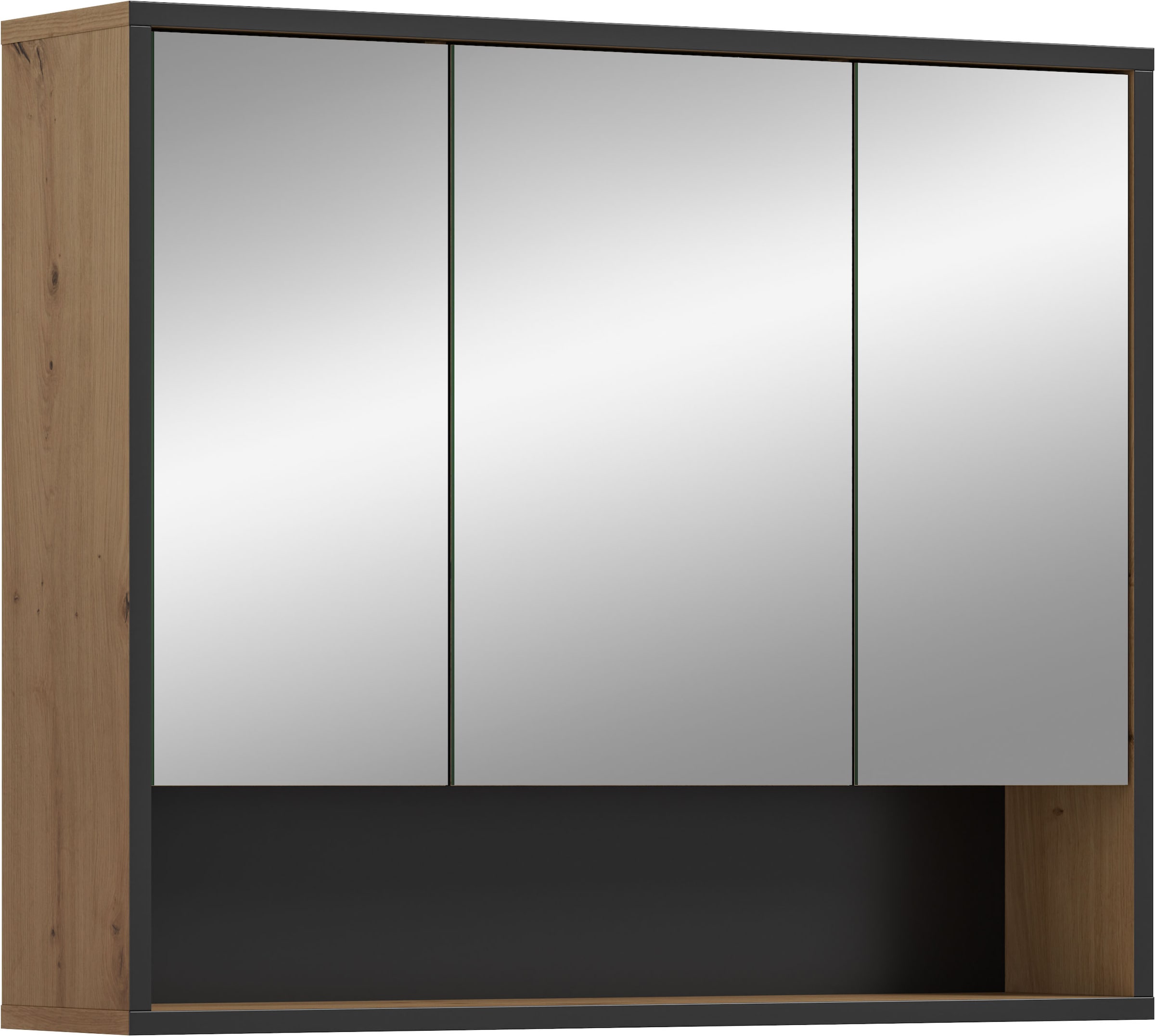 welltime Spiegelschrank »LOCRI, Höhe 68 cm, 3 Spiegeltüren, 3 Einlegeböden, 1 offenes Fach« viel Stauraum, für perfekte Organisation, 1 Stk. tlg. Badmöbel, Badschrank, Badhochschrank, Schrank, Bad, Badezimmer