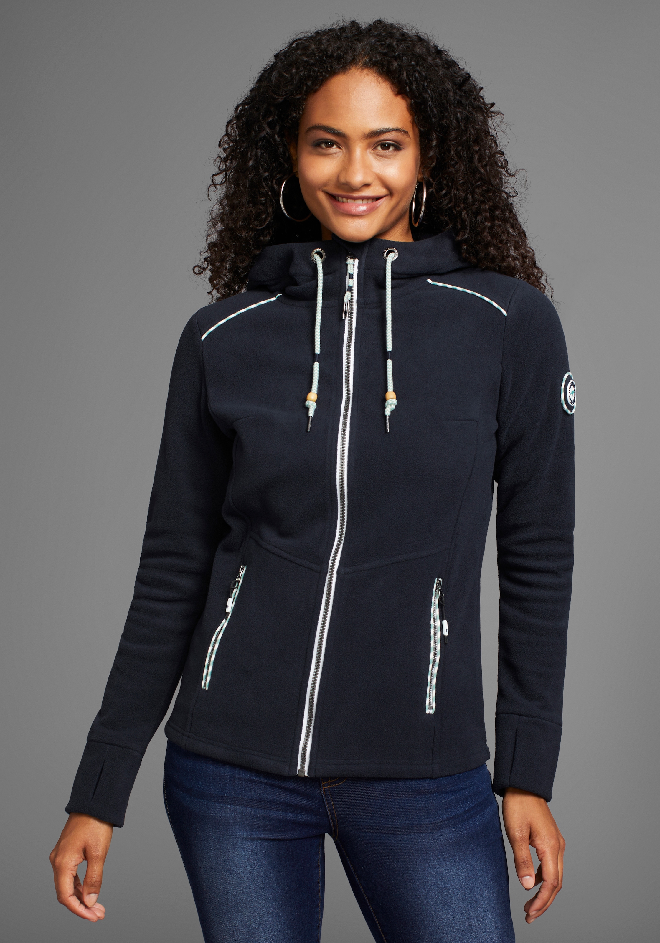 KangaROOS Fleecejacke, mit Kapuze, figurbetonte Passform, mit Kapuze und Ko günstig online kaufen