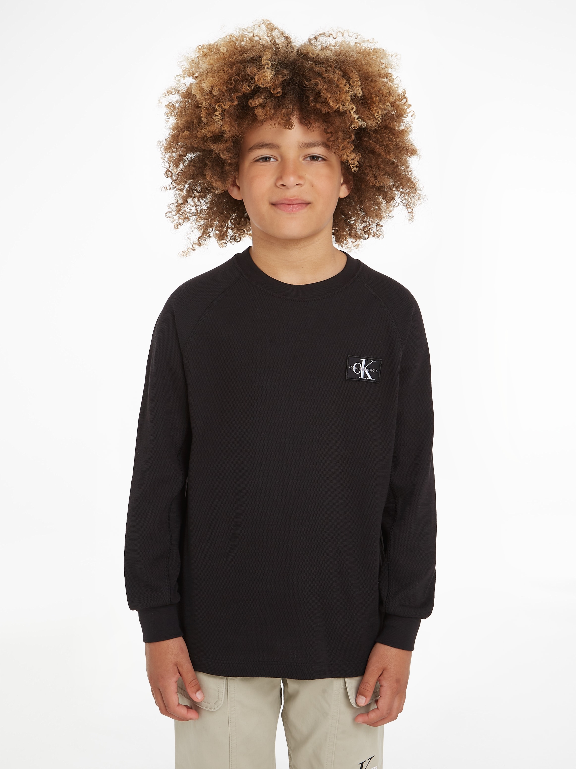 Calvin Klein Jeans Langarmshirt »MODERN WAFFLE BADGE LS T-SHIRT«, für Kinder bis 16 Jahre