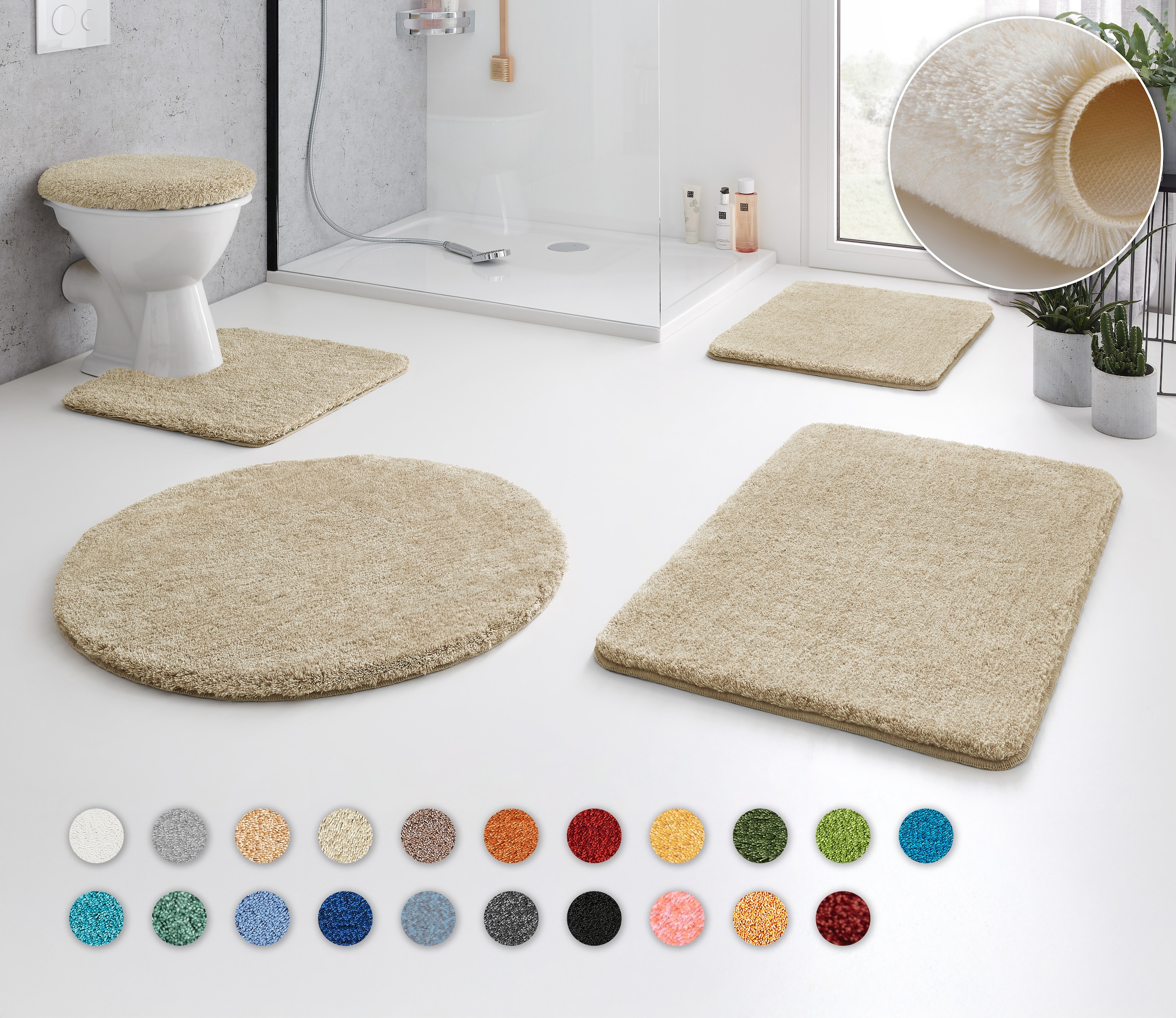 Kleine Wolke Badematte "RELAX, Badvorleger, Badezimmer Teppich" Höhe 30 mm rutschhemmend beschichtet fußbodenheizungsgeeignet Badteppich, meliert, rechteckig, rund & als Set erhältlich