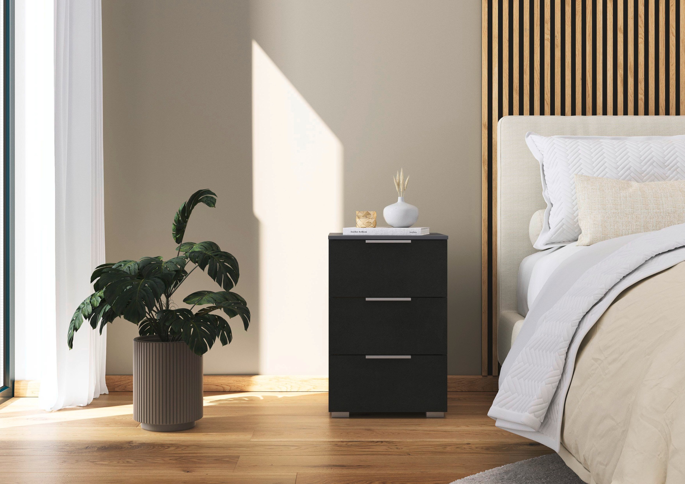 Thumbnail - OTTO home Nachtkommode "Nachttisch Nachtkonsole AGORDO in Dekor- oder Hochglanzfront" in zwei Griff-Farben, Breite 40 cm...