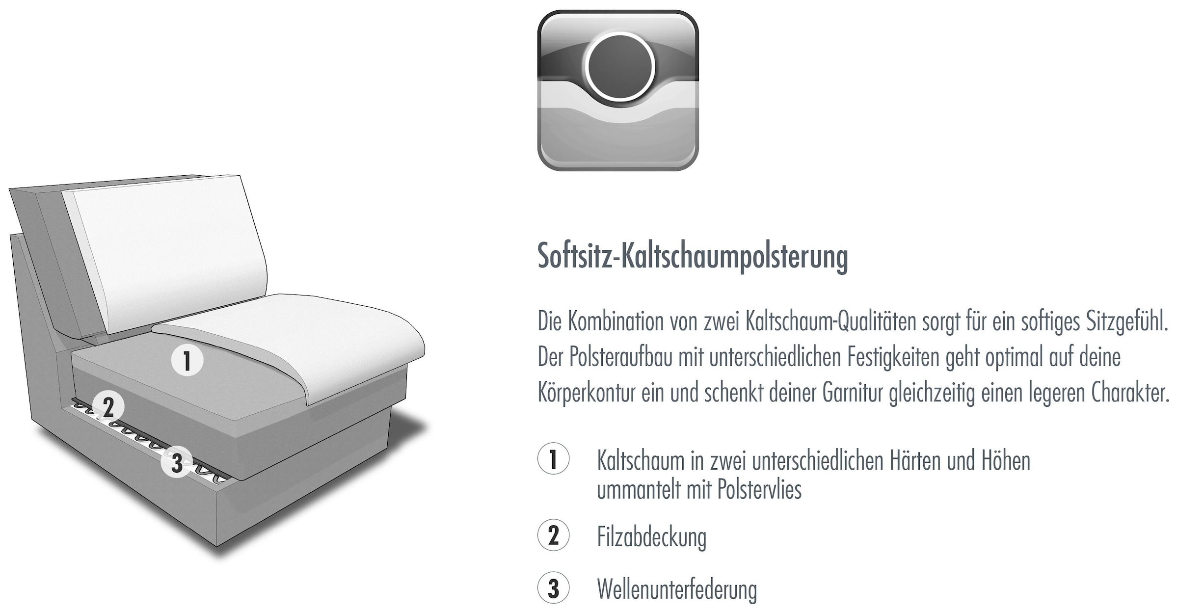 Die PlanBar Big-Sofa »ZE-EM24139, B: 258 cm« SoftSitz-Kaltschaumpolsterung, wahlweise mit Sitztiefenverstellung