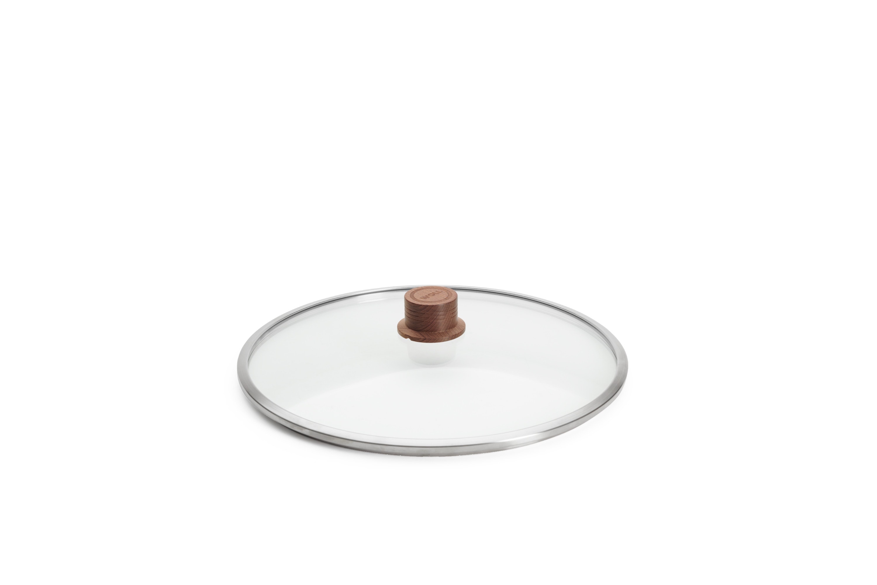 WOLL "WOLL Eco Logic Sicherheitsglasdeckel mit Holzknopf, rund" Hitzebeständig, Spülmaschinengeeignet, für Pfannen und Töpfe