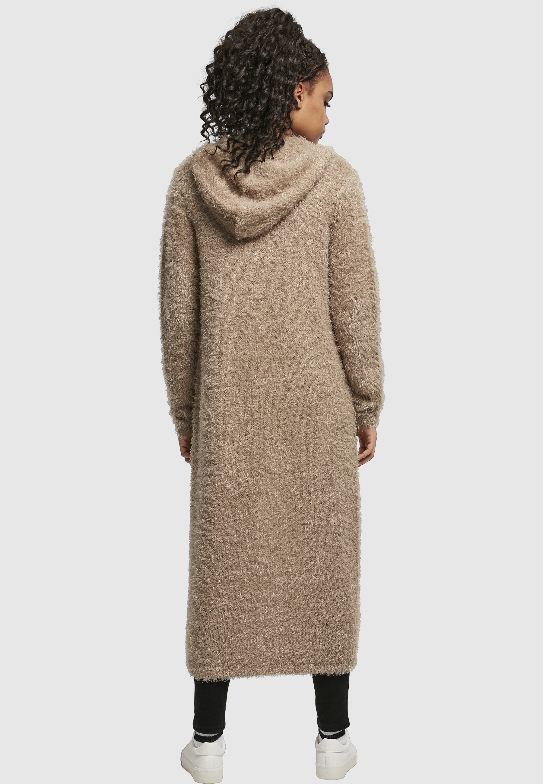 URBAN CLASSICS Strickjacke »Urban Classics Damen Ladies Hooded Feather Cardigan« 1 Stk.