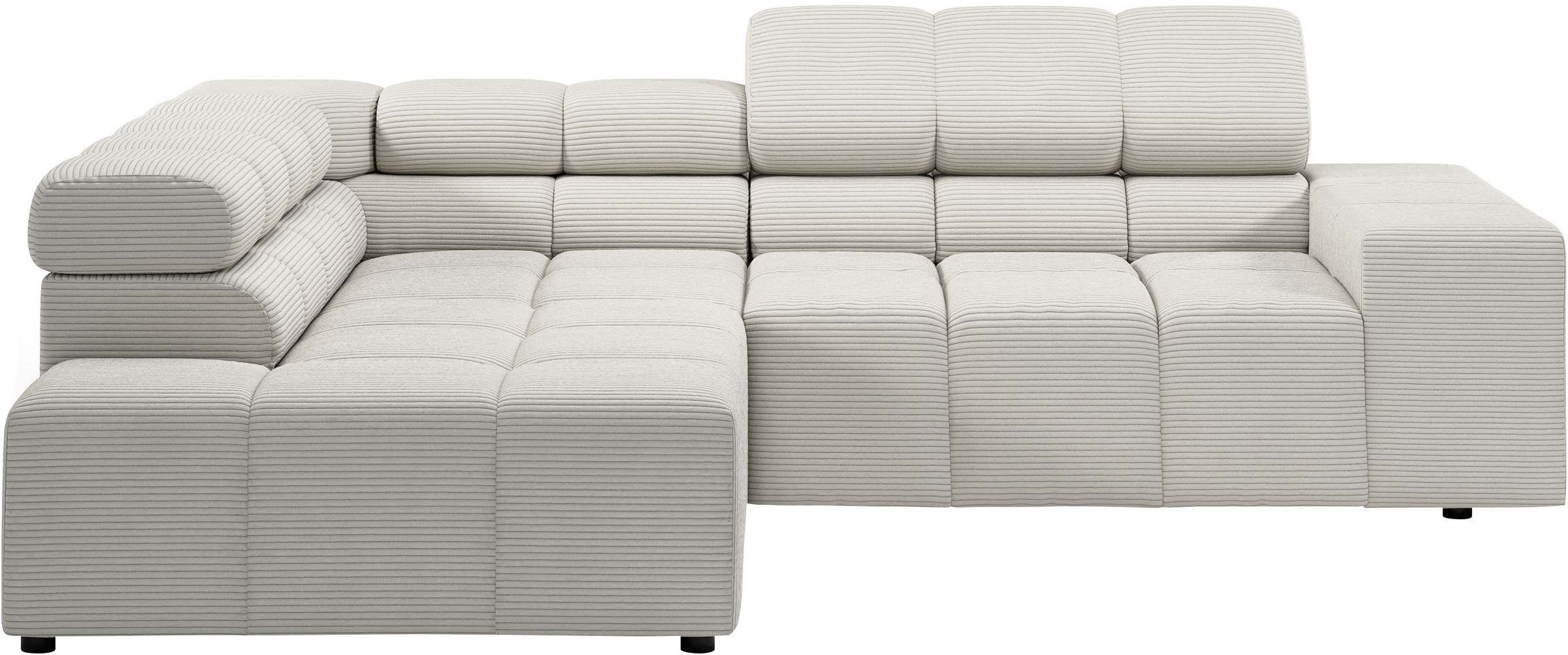 INOSIGN Ecksofa »Ancona, incl. Kopfteilverstellung + 3 Zierkissen, L-Form, bequem«, wahlweise motorische Sitztiefenverstellung, B/T(H: 249/215/70 cm