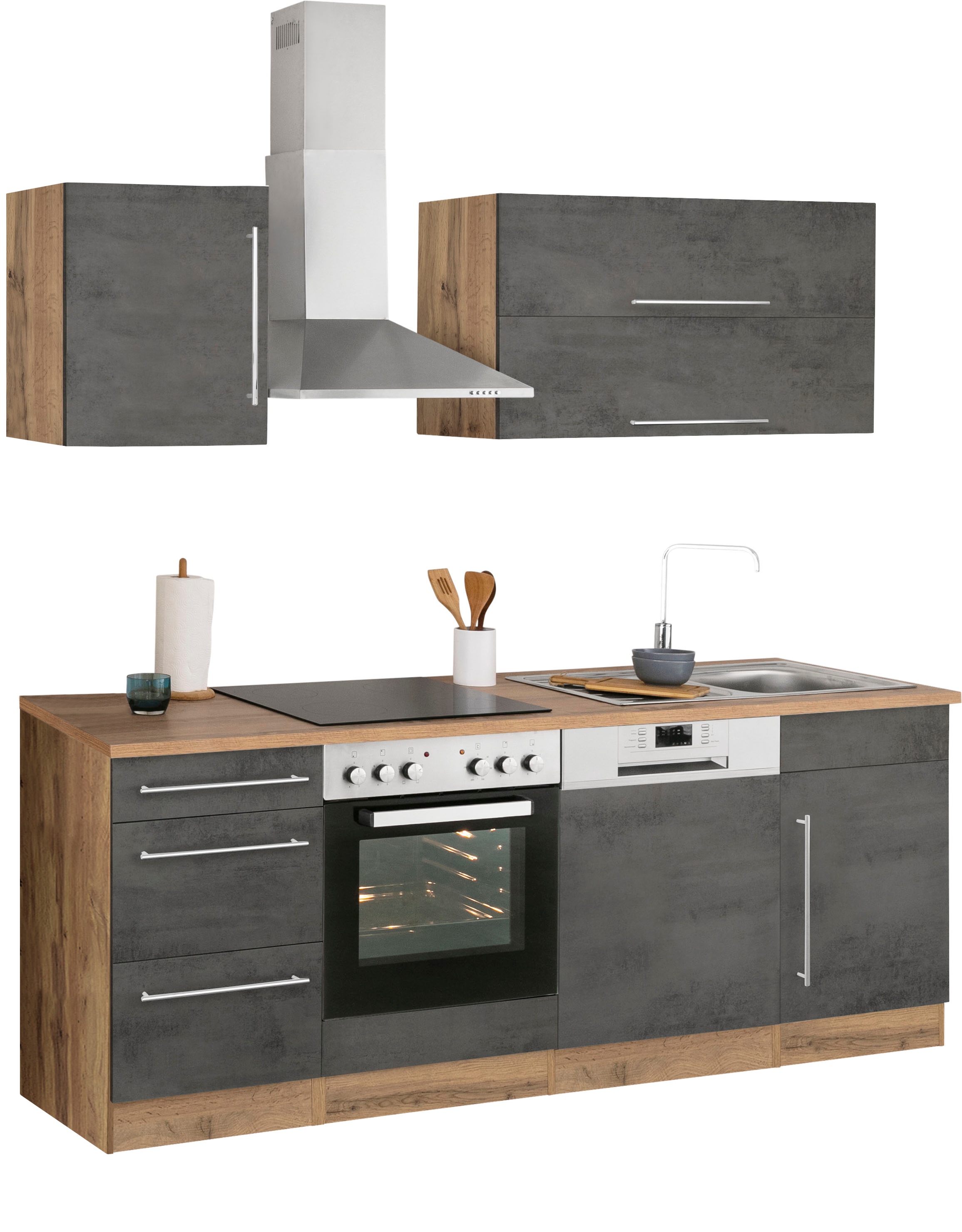 Thumbnail - KOCHSTATION Küchenzeile "KS-Samos" Breite 220 cm, wahlweise mit E-Geräten, mit Arbeitsplatte