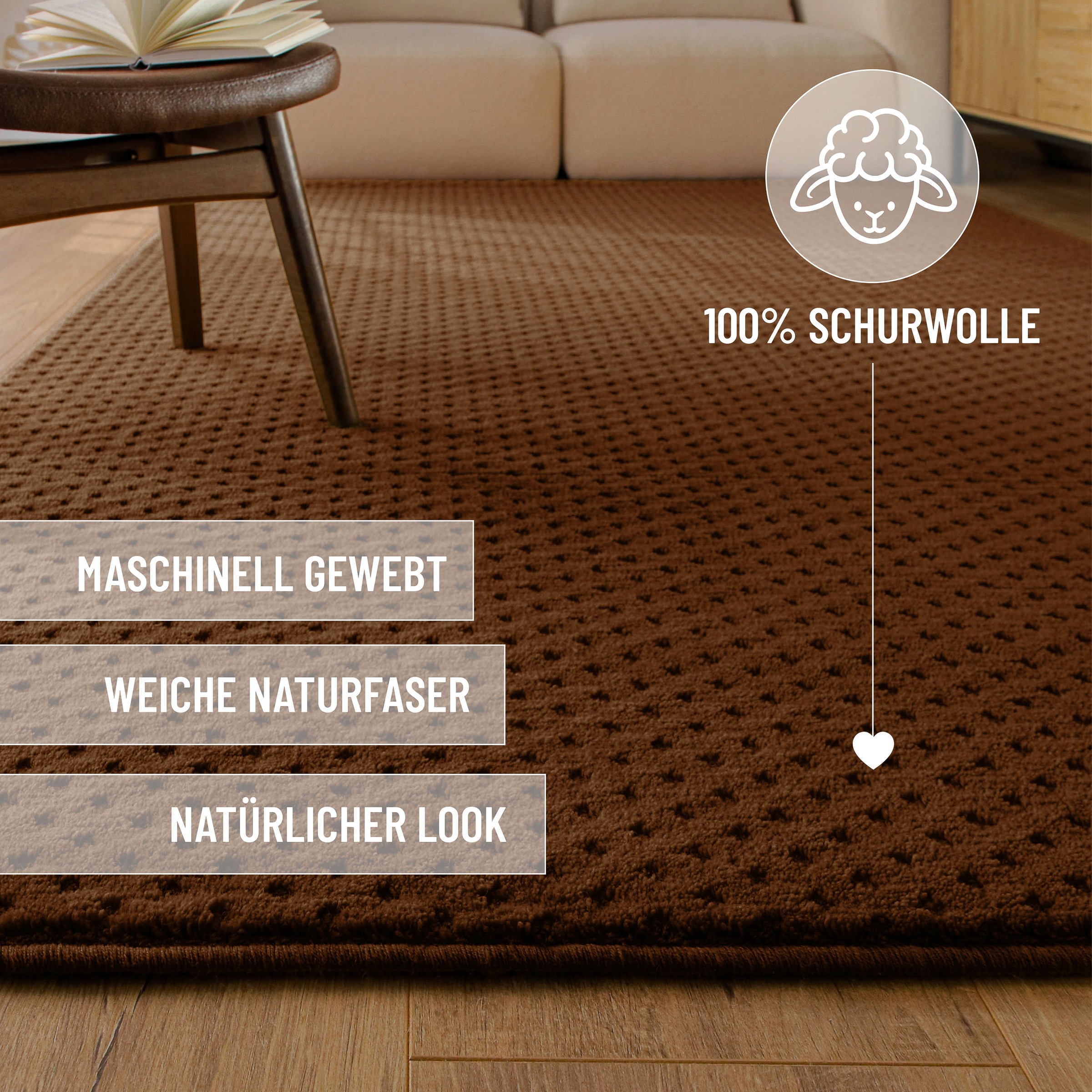 Wecon home Teppich "Castello THREE" rechteckig 7 mm Höhe Schurwolle, Kurzfl günstig online kaufen