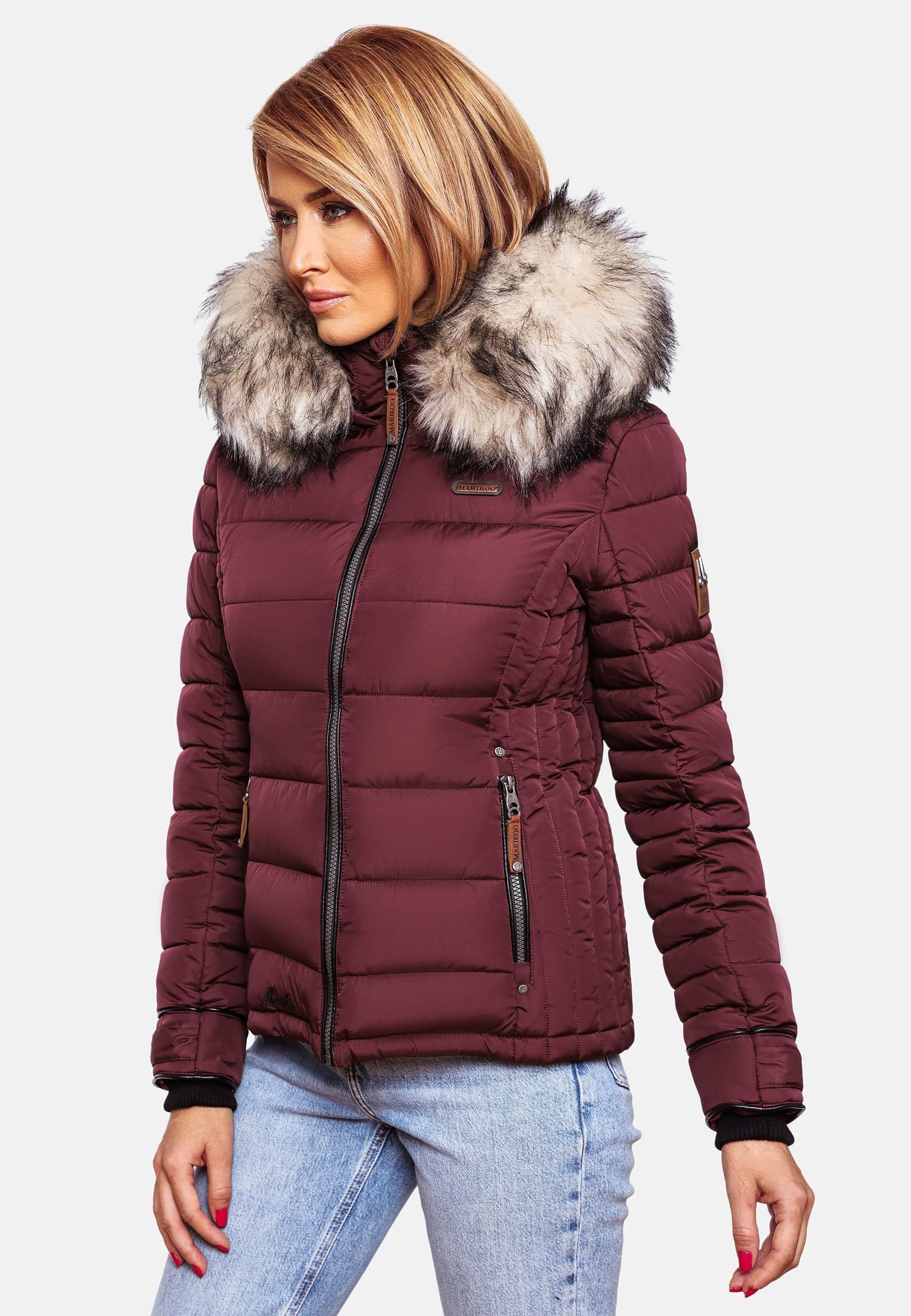 Marikoo Winterjacke »Lerikaa«, mit Kapuze, Winter Steppjacke mit abnehmbarem Kunstfell