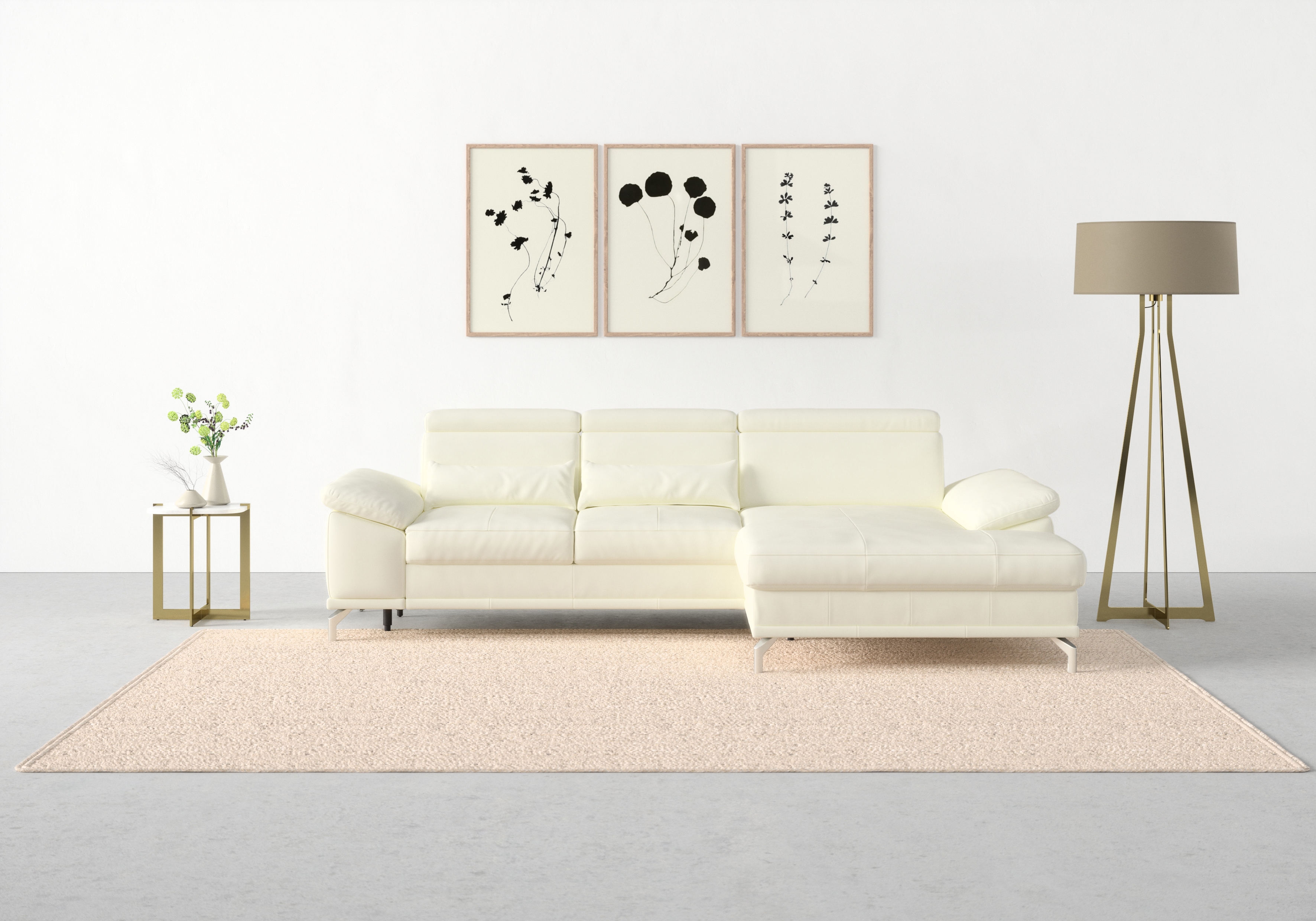sit&more Ecksofa "Cabrio L-Form, B: 295 cm, mit Sitztiefen-, Arm- & Kopfteilverstellung" 2 Nierenkissen, Federkern, optional Schlaffunktion und Stauraum