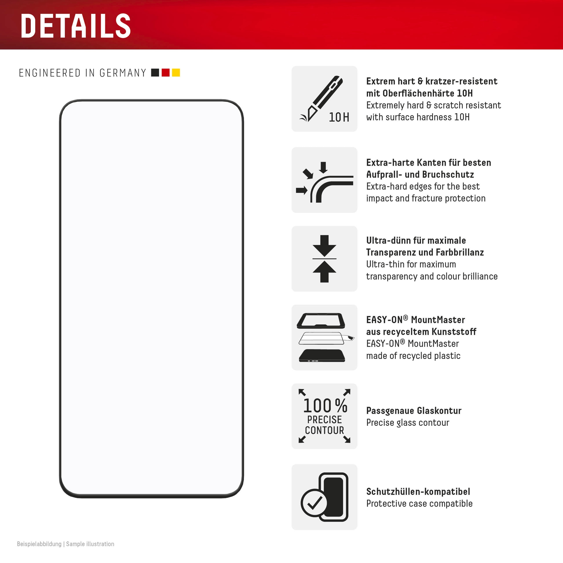 Displex Displayschutzglas »Premium Glass Screen Protector mit EASY-ON MountMaster« für Samsung Galaxy A57 Displayschutzfolie, Schutzfolie, Bildschirmschutz, kratz- & stoßfest