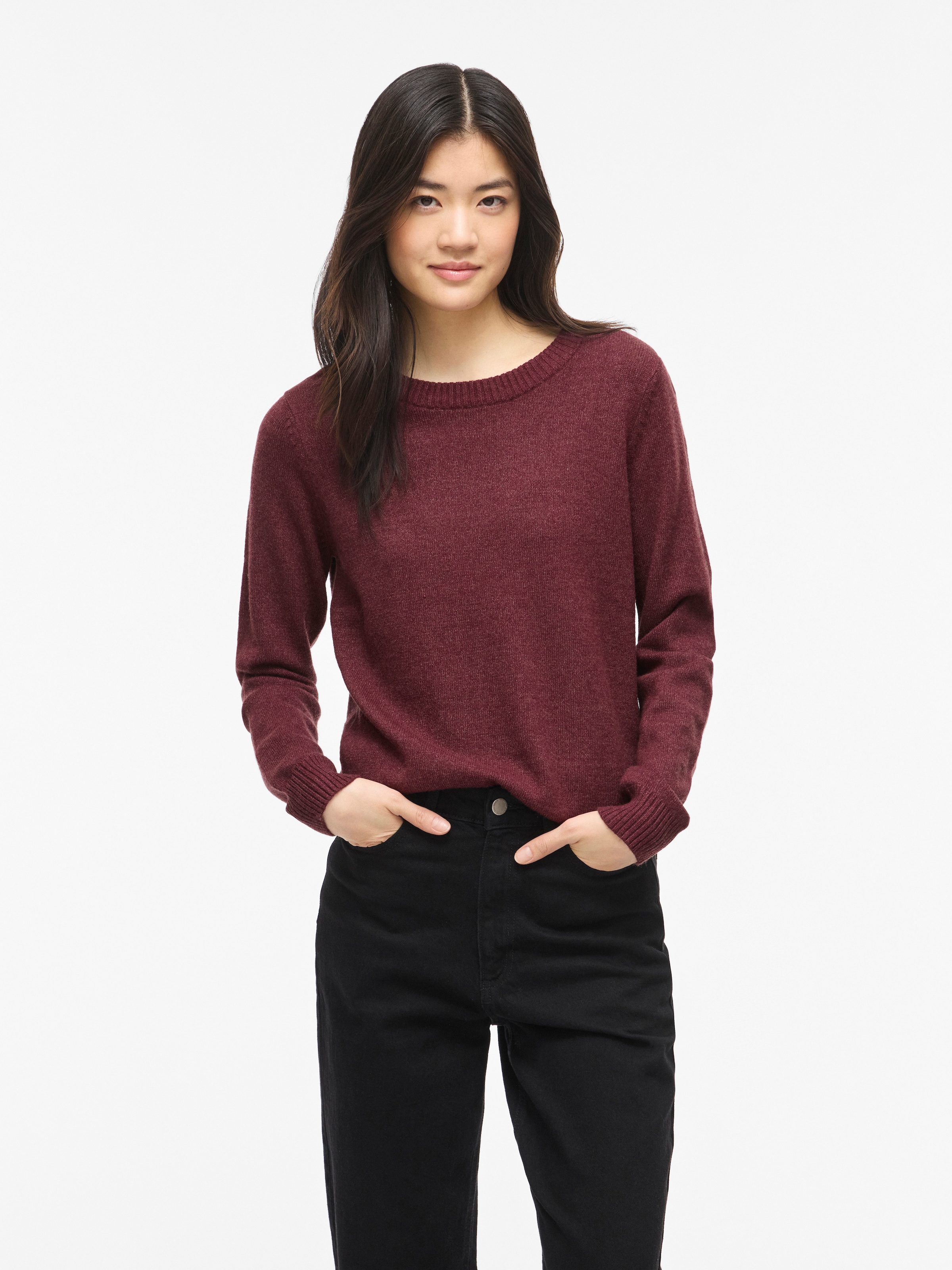 Vila Rundhalspullover "VIRIL O-NECK L/S KNIT TOP - NOOS" Viskosemischung, regular fit