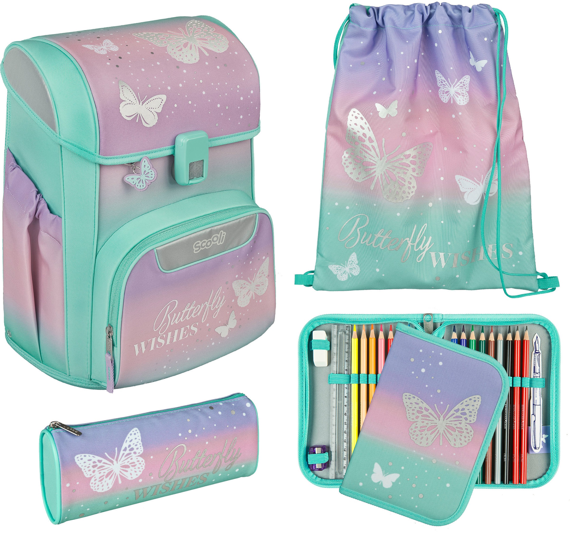 SCOOLI Kinder Schulranzen "Easy Start"butterfly wishes, Rucksäcke
