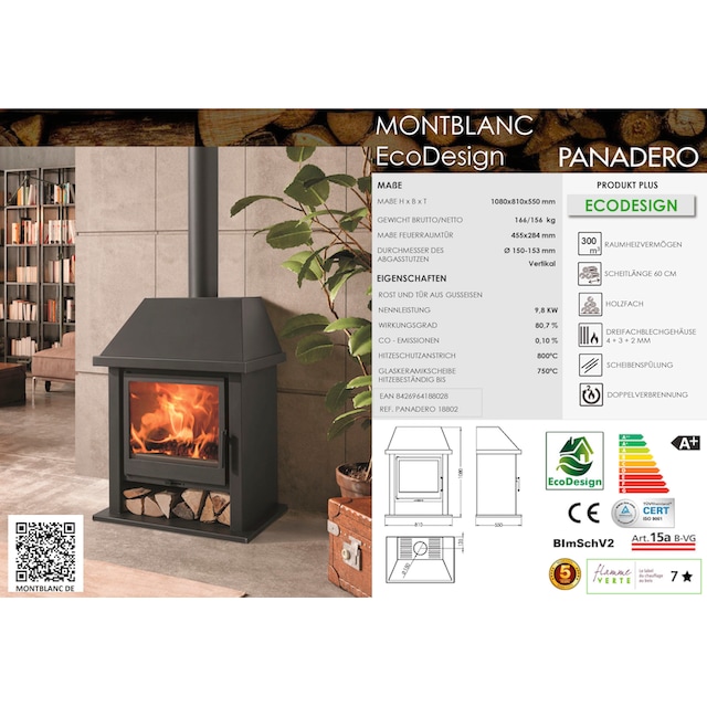 Panadero Kaminofen »Kaminofen Mont Blanc Ecodesign«, (1 tlg.) kaufen | BAUR