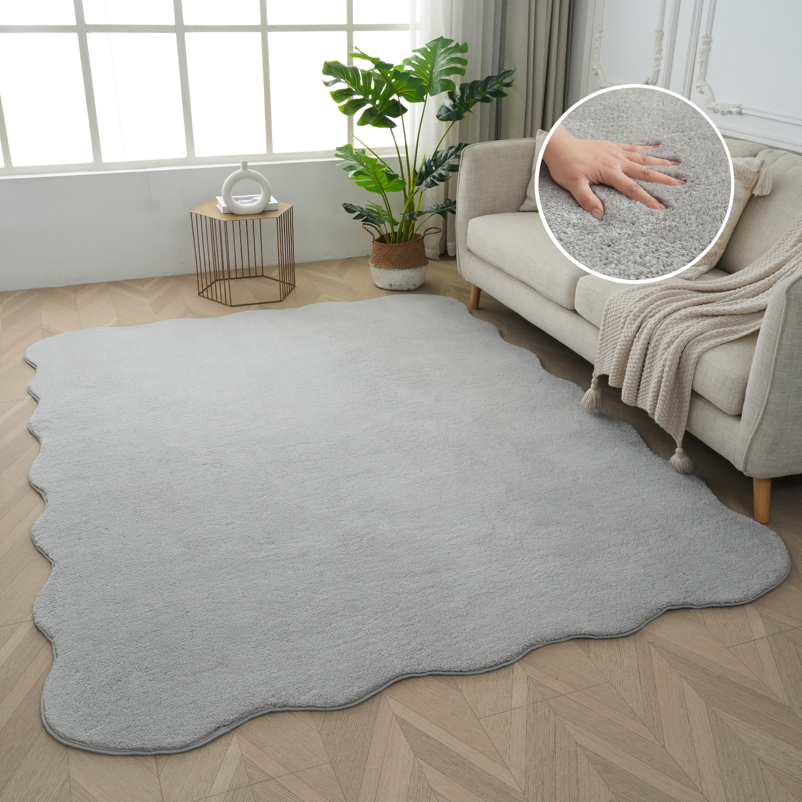 OTTO home Teppich "Cali, in Standard- und Premium-Qualität, 13 mm oder 16 mm Höhe" wellenförmig 16 mm Höhe Uni-Farben, kuschelig, & weich, waschbar, Wohnzimmer, Schlafzimmer