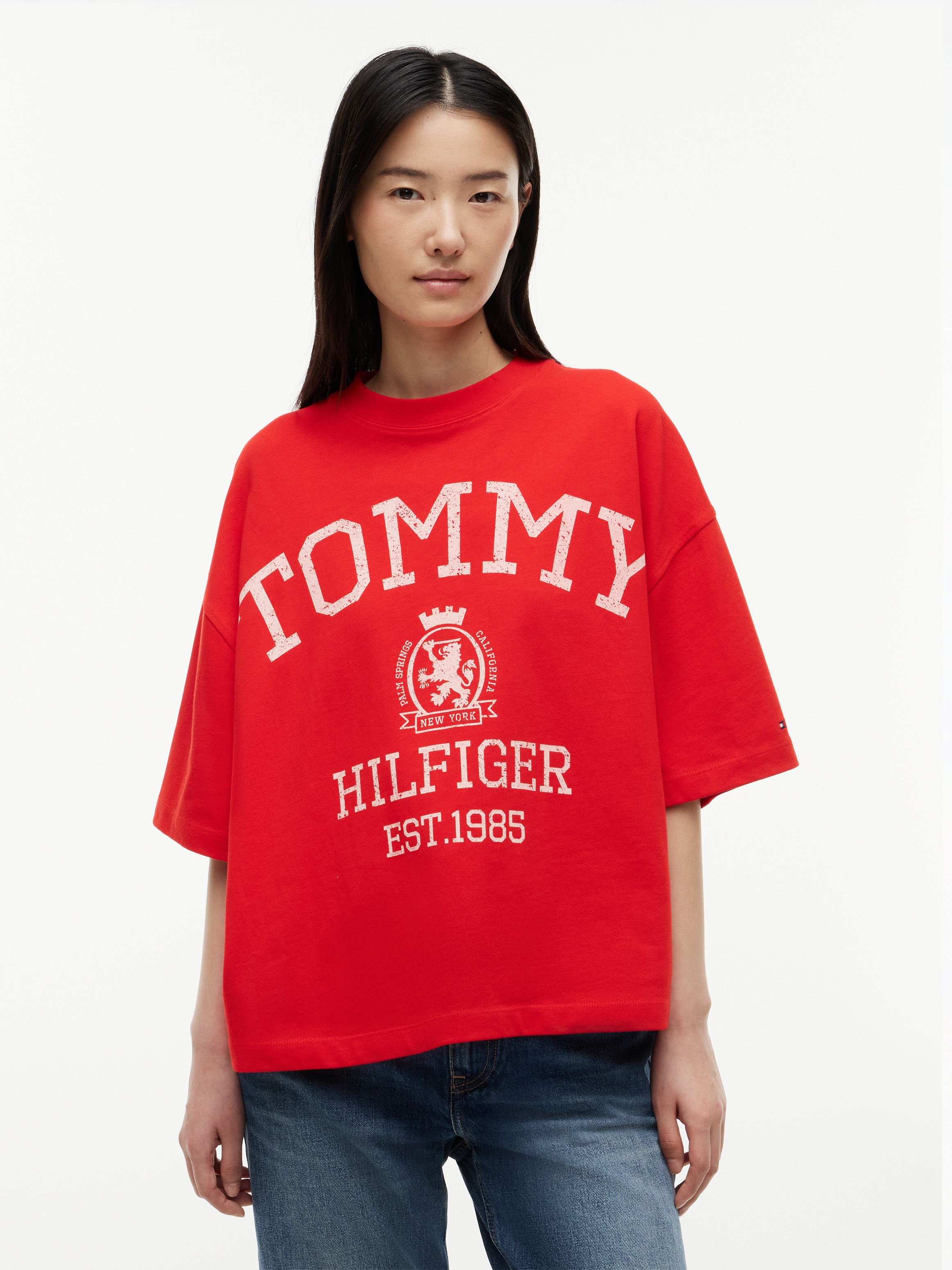 Tommy Hilfiger 1100000002199 "VARSITY CREST RLX SS T-SHIRT" Baumwolle, relaxed fit, Logoprint