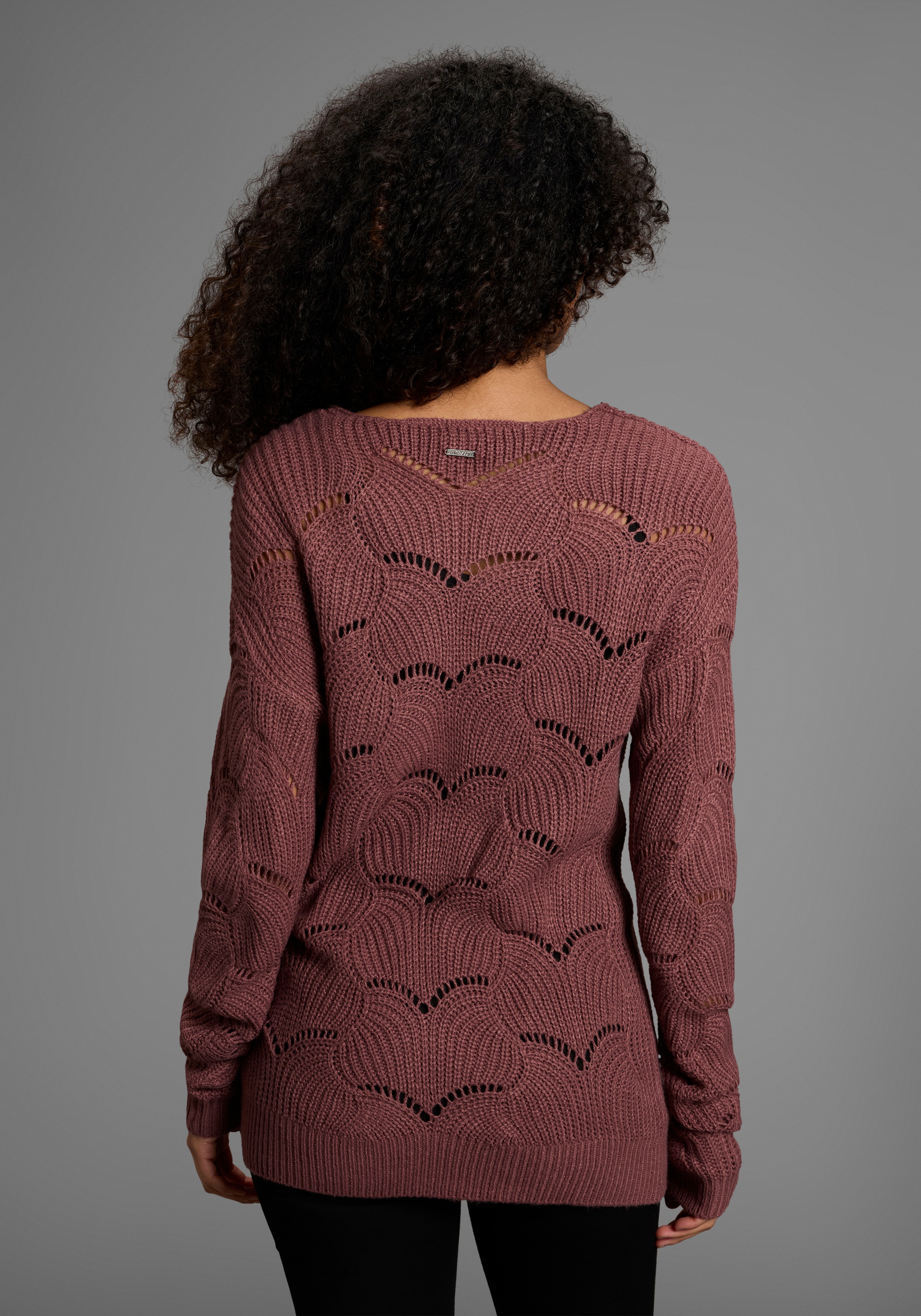 Thumbnail - Laura Scott Strickpullover softer Übergangsstrick mit V-neck und trendy Ajourmuster