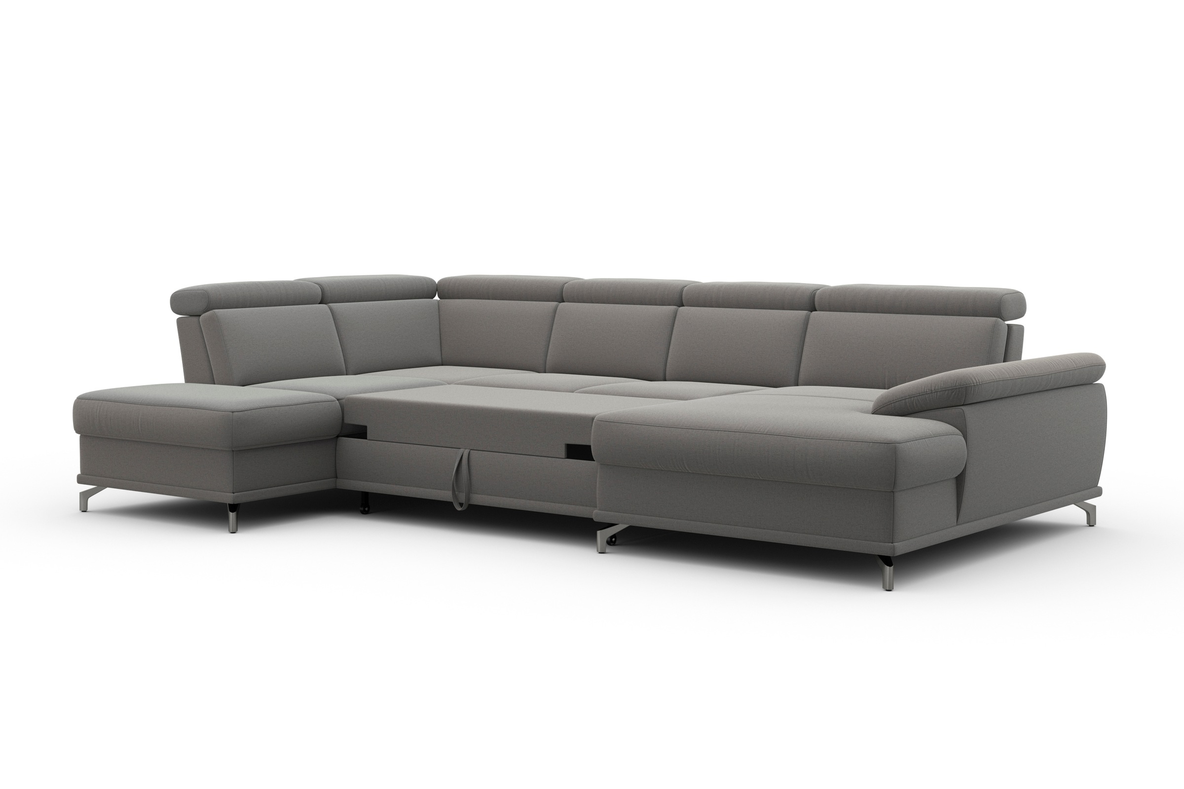 sit&more Wohnlandschaft »Cabrio U-Form, mit Sitztiefenverstellung, Arm- und Kopfteilverstellung«, 3 Nierenkissen, Federkern, optional Bettfunktion und Stauraum