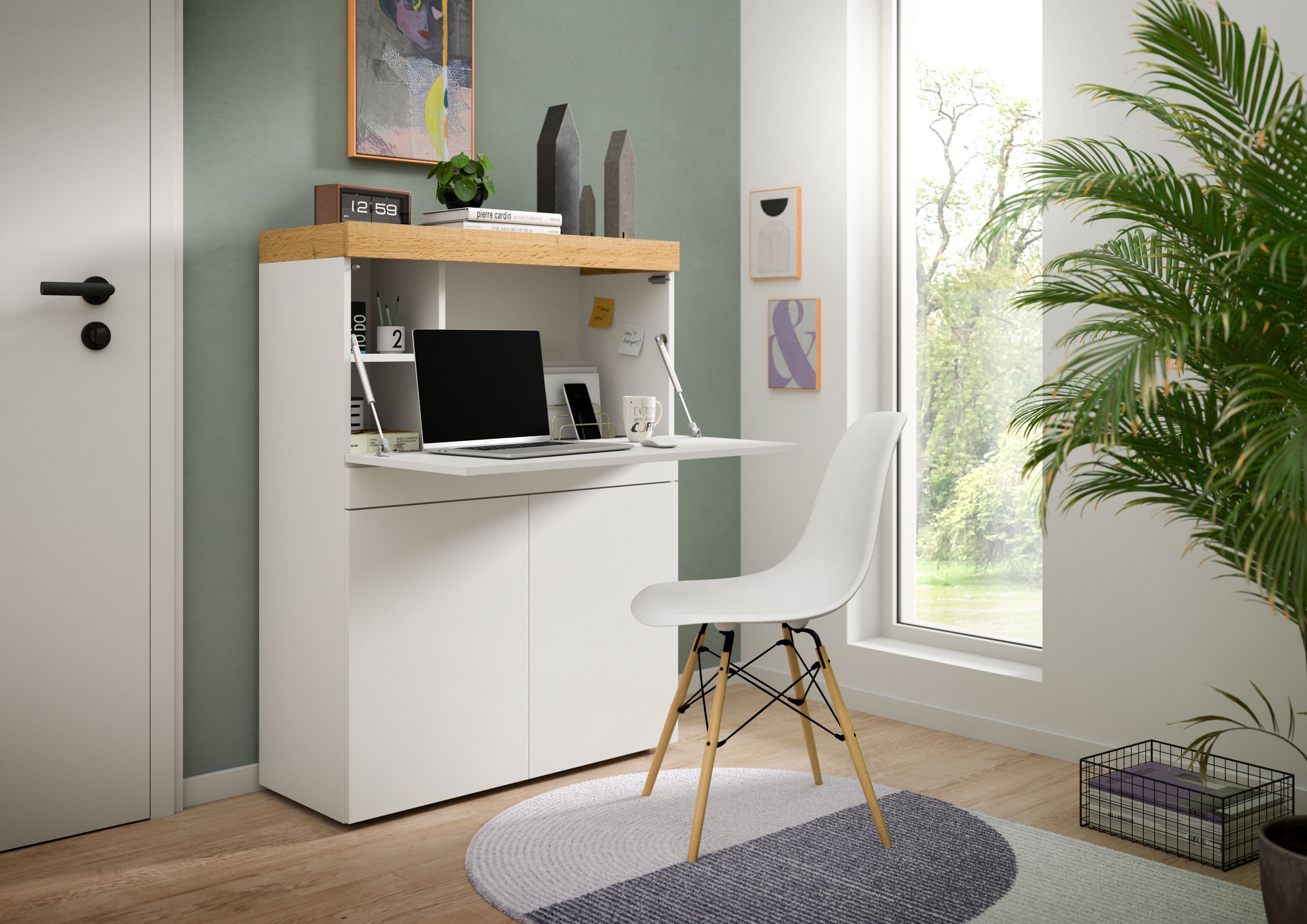OTTO home Sekretär "MAMBO, TOPSELLER, Höhe 122cm, 2 Türen, 1 Schubkasten, 1 Klappe" Home-Office-Schreibtisch, PC-Schrank, Schreibtisch, Office