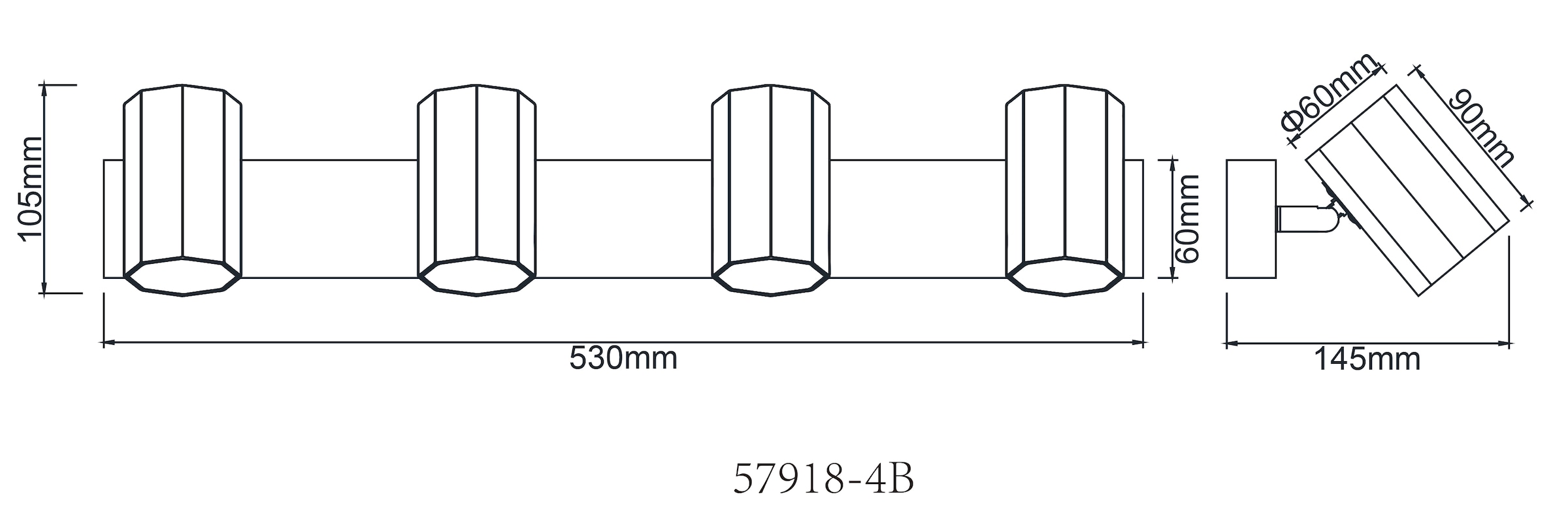 GLOBO LIGHTING Deckenstrahler »JAMES«, Leuchtmittel GU10 | ohne Leuchtmittel, Deckenspot/schwarz/Wohnzimmer/Flur/Schlafzimmer