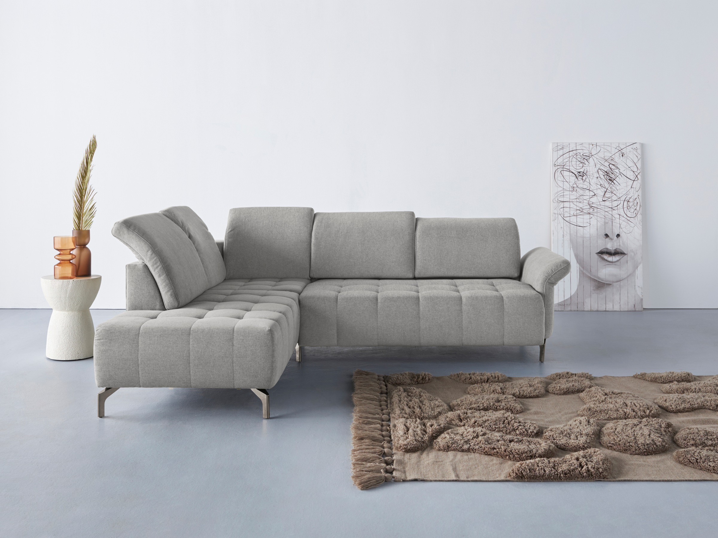 OTTO home Ecksofa "Fresh L-Form" Federkern, wahlweise Kopfteilverstellung und motorischer Vorziehsitz