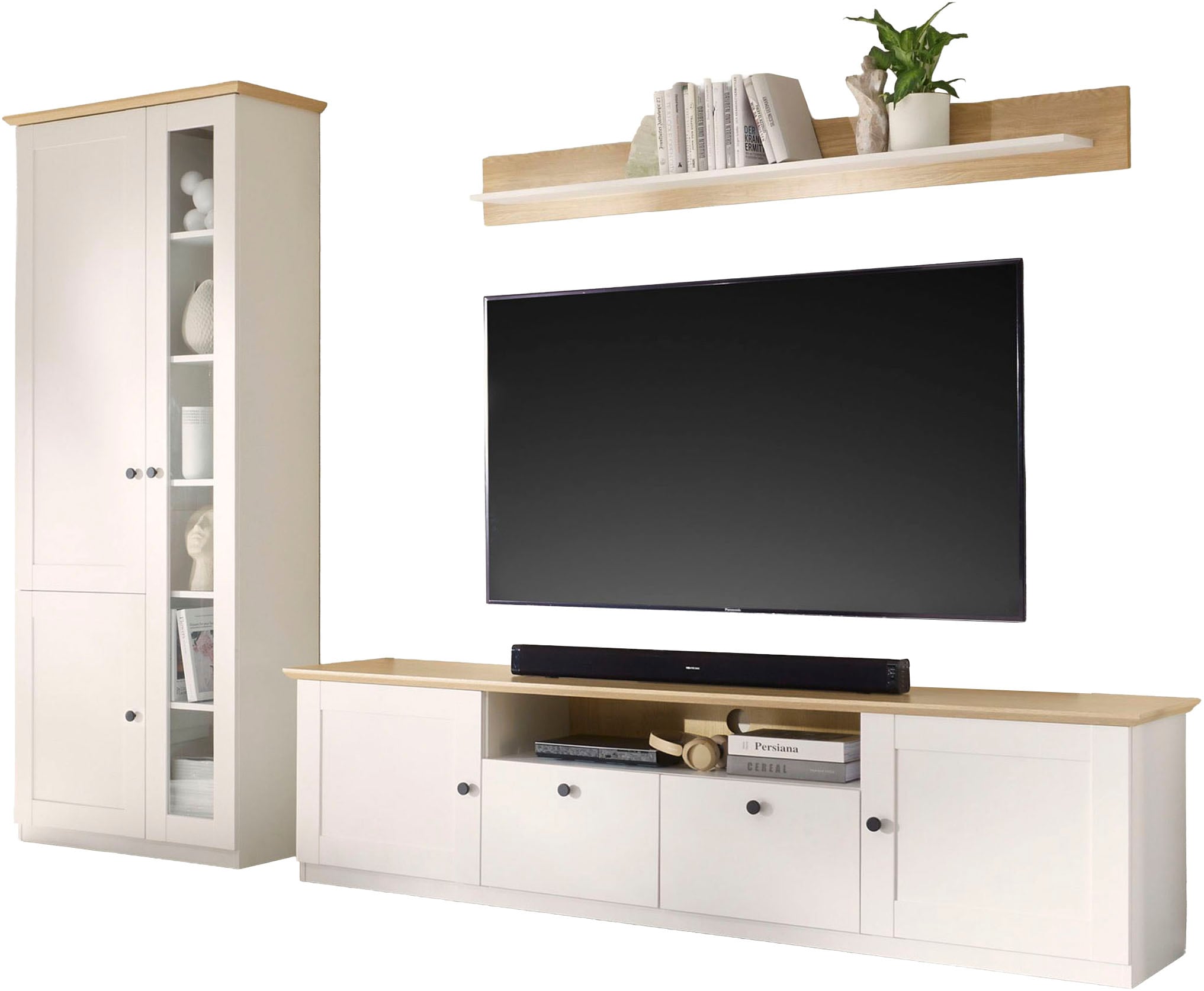 OTTO home Wohnwand »Brest, Anbauwand im Landhausstil, Komplettset, Wohnzimmer-Set« Set, 3 Stk. tlg.