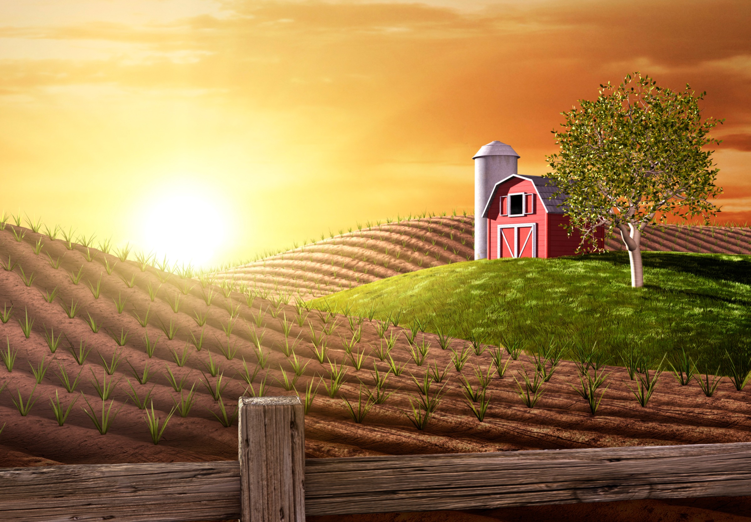 Papermoon Fototapete »Morning on the Farm« glatt