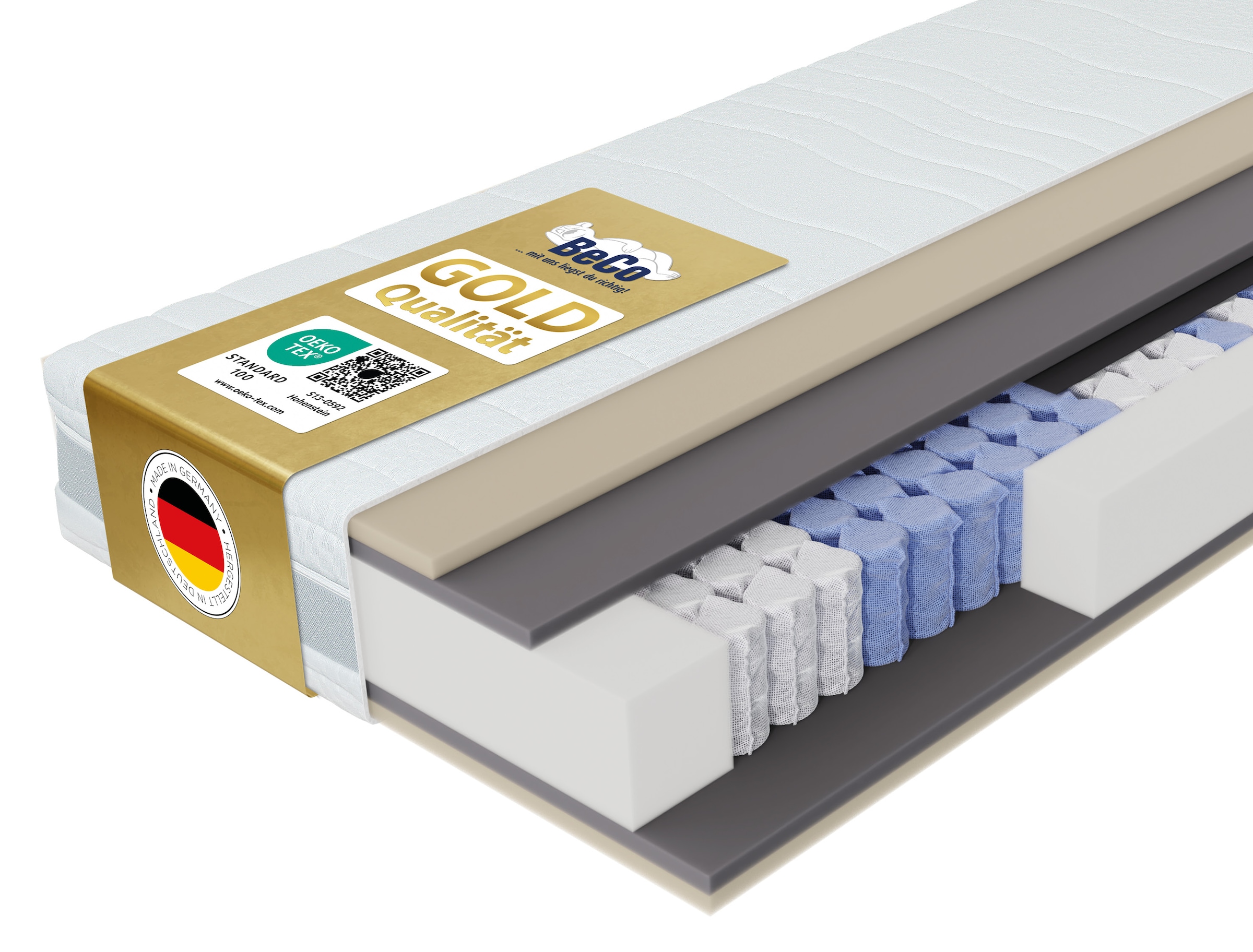 Beco Taschenfederkernmatratze "Feel Like Latex TWIN - GOLD, Matratze 90x200 günstig online kaufen