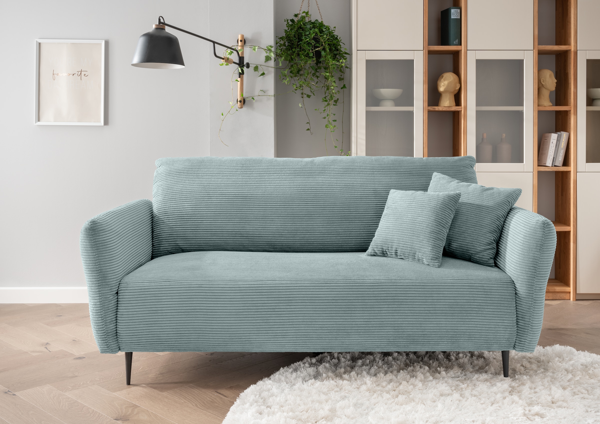 Home affaire Polstergarnitur "Lazio modern und bequem, schmale Armlehnen, tolle Detailverarbeitung" Set, 3-Sitzer und 2-Sitzer, 2 Stk. tlg. zwei verschiedene Fußfarben wählbar