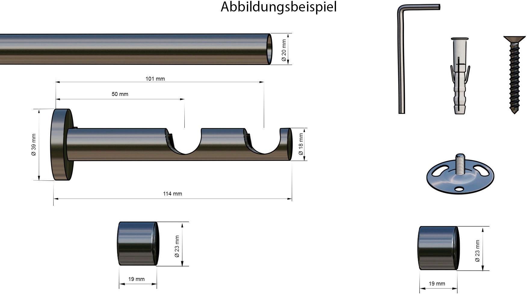 indeko Gardinenstange »Linz«, 2 läufig-läufig, Wunschmaßlänge, Komplett-Set  inkl. Montagematerial | BAUR