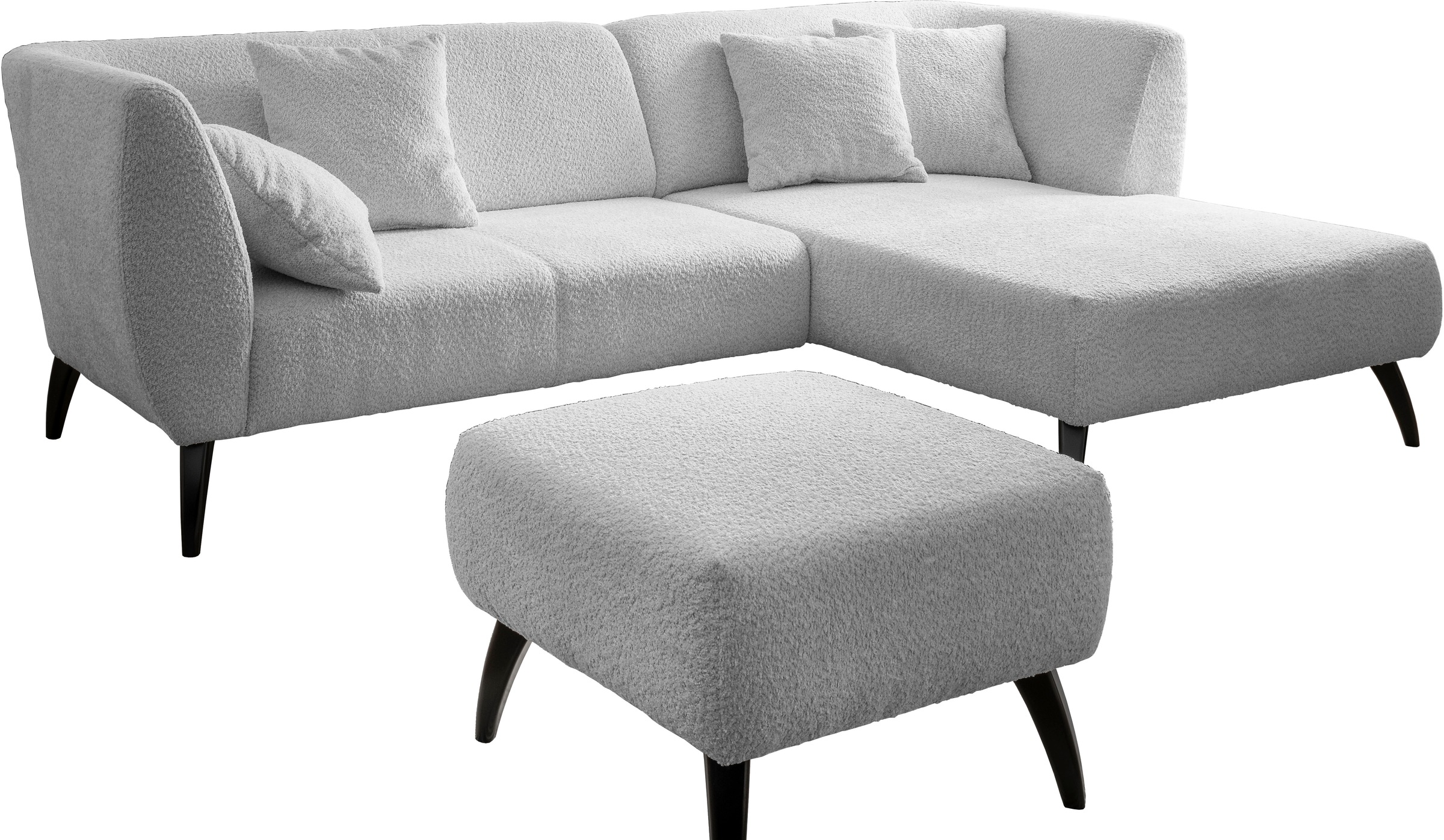 INOSIGN Ecksofa »Colori L-Form«, Holzfußfarbe wählbar, inkl. 4x Zierkissen