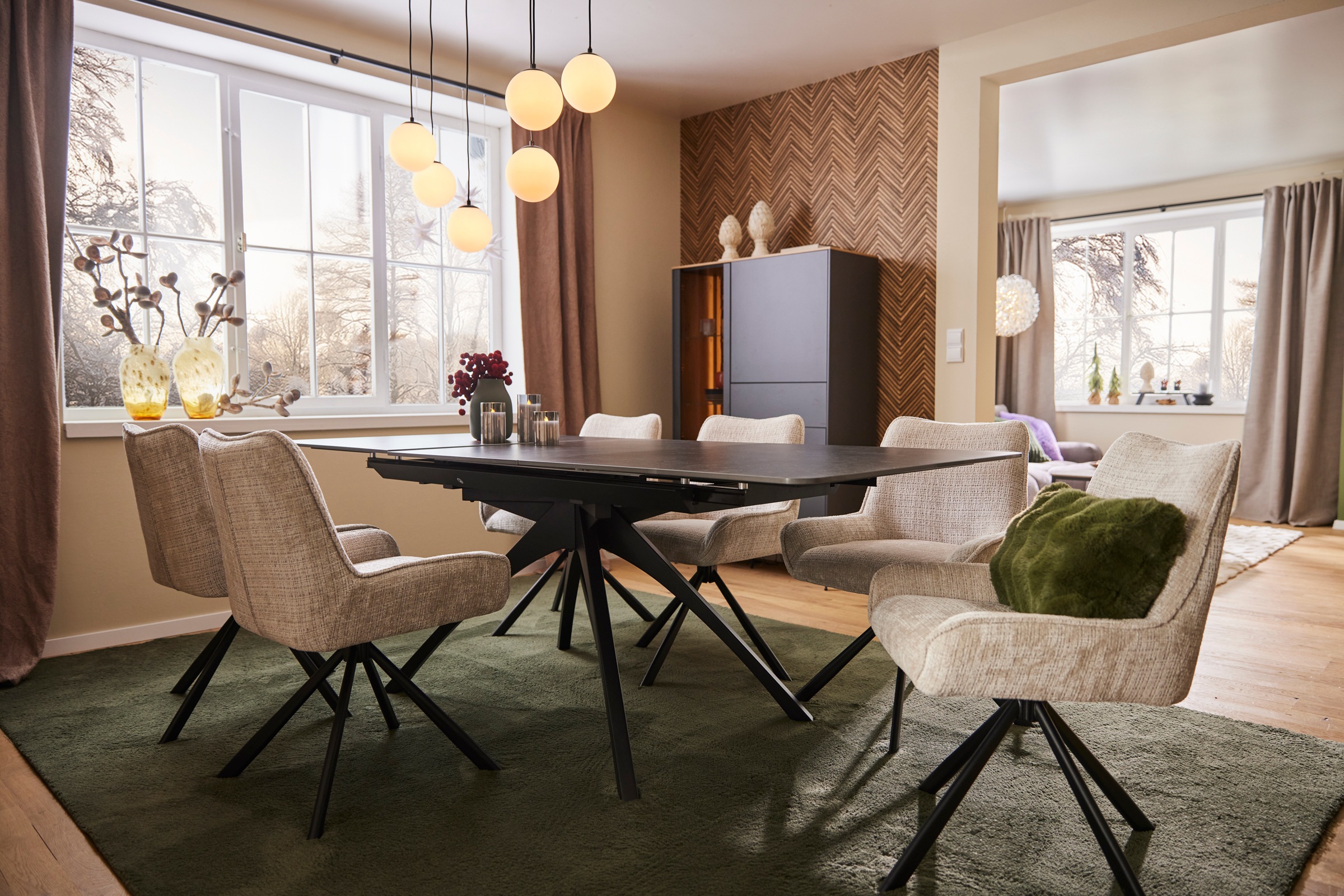 MCA furniture Esstisch »CERRITO Auszugtisch 160-220 cm - marmoriert«, (1 St.), Keramik,Metall,Synchronauszug,ausziehbar,8-10 Personen