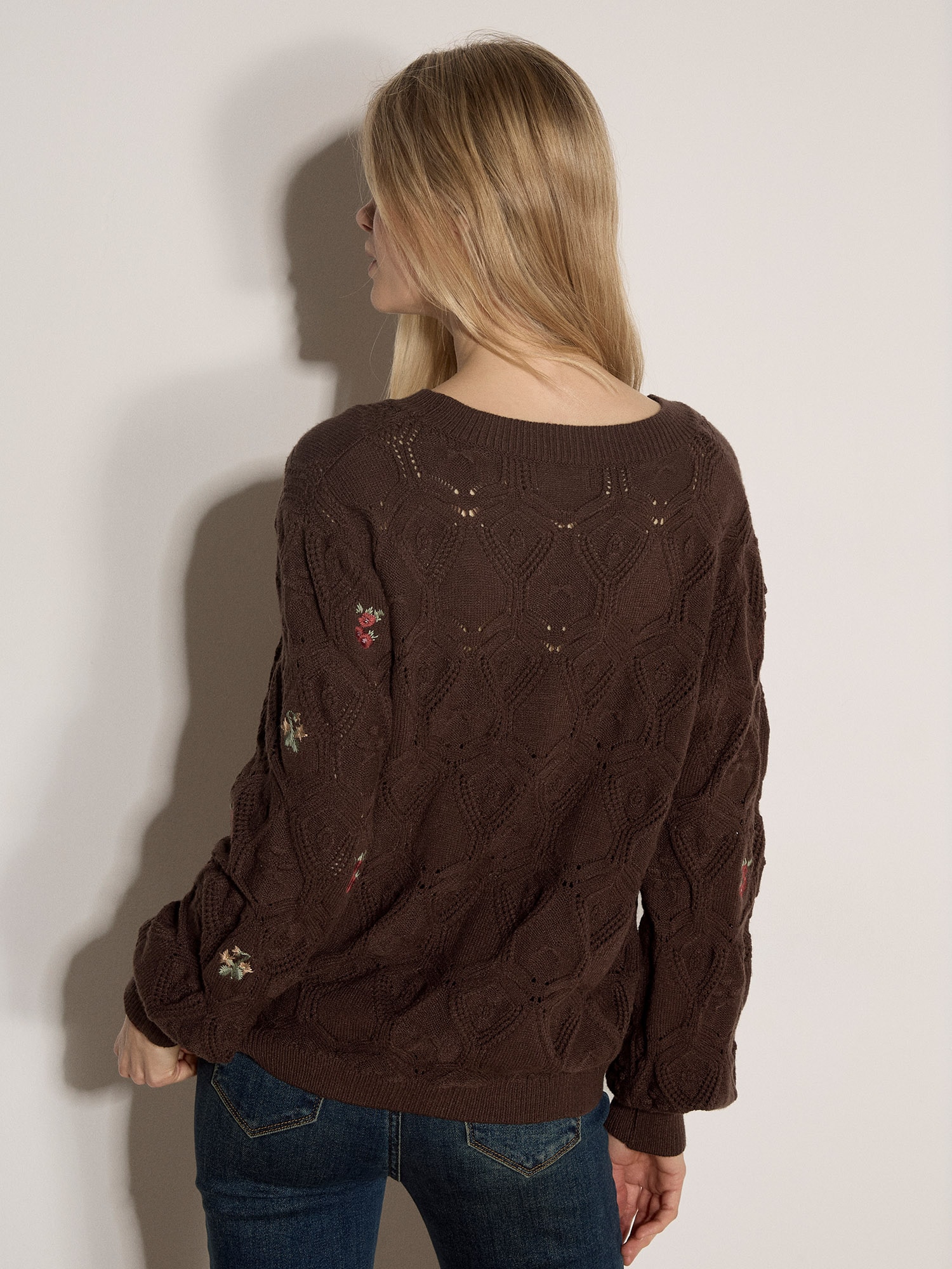 Apricot Strickpullover »Oberteil aus Pointelle-Strick« mit Blumenstickerei