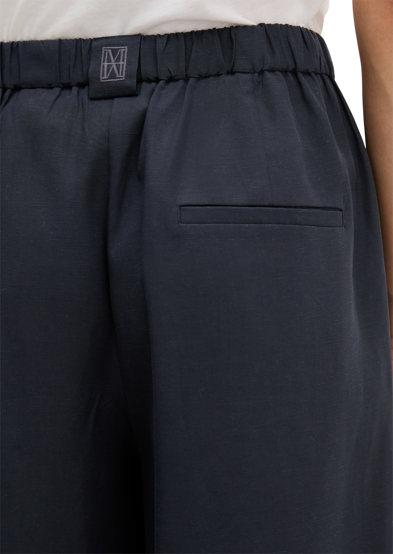 Dehnbund-Hose MARC O'POLO "MARGO Wide", Damen, Gr. 44, N-Gr, martime blau, Web, Obermaterial: 90% Lyocell, 10% Leinen, relaxed fit, Hosen, Model Margo wide aus Lyocell-Leinen-Mix, elastischer Bund 3