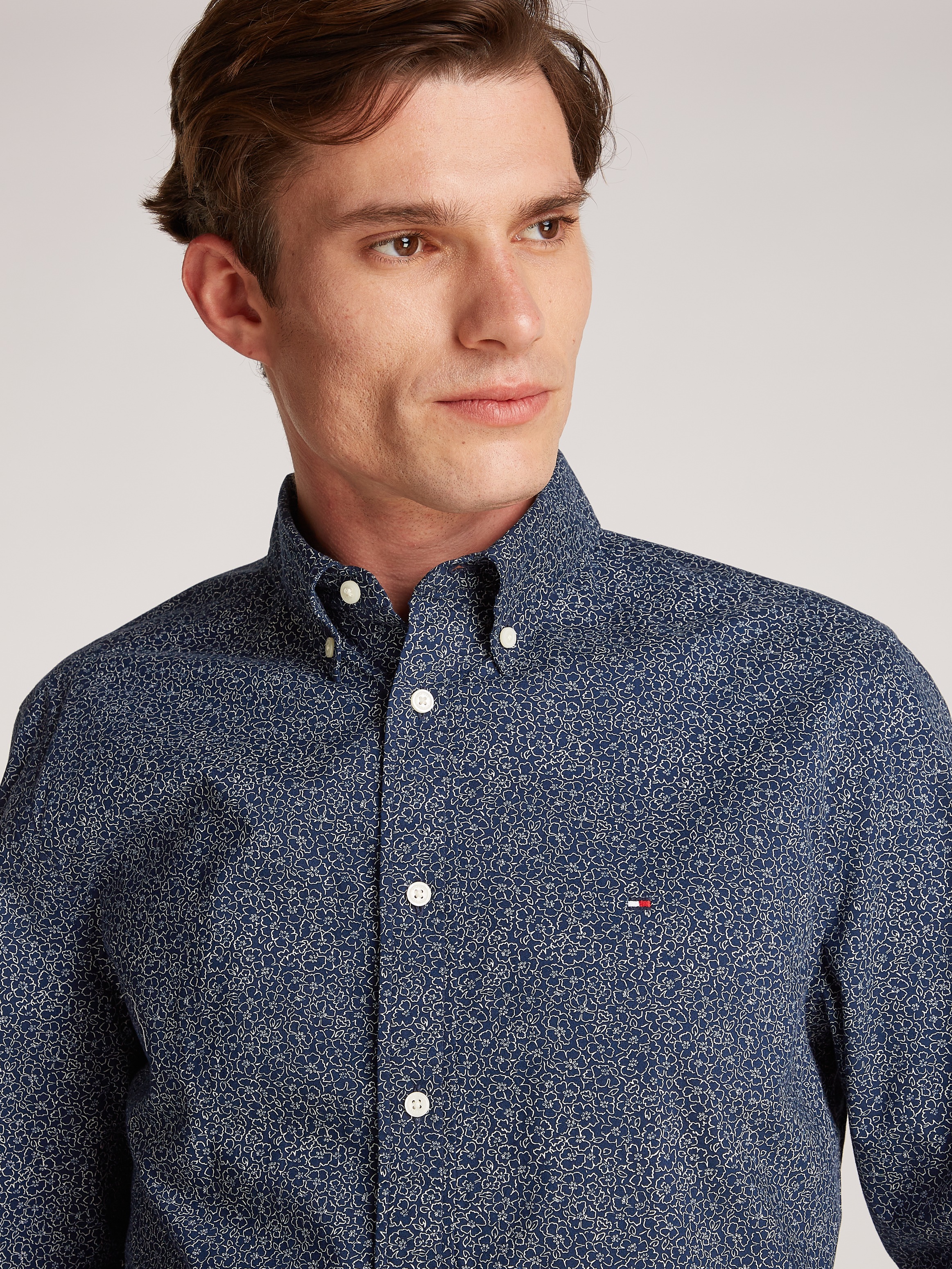 Tommy Hilfiger Langarmhemd »FLEX POPLIN LINR FLORAL RF SHIRT«, mit floralem Miniprint