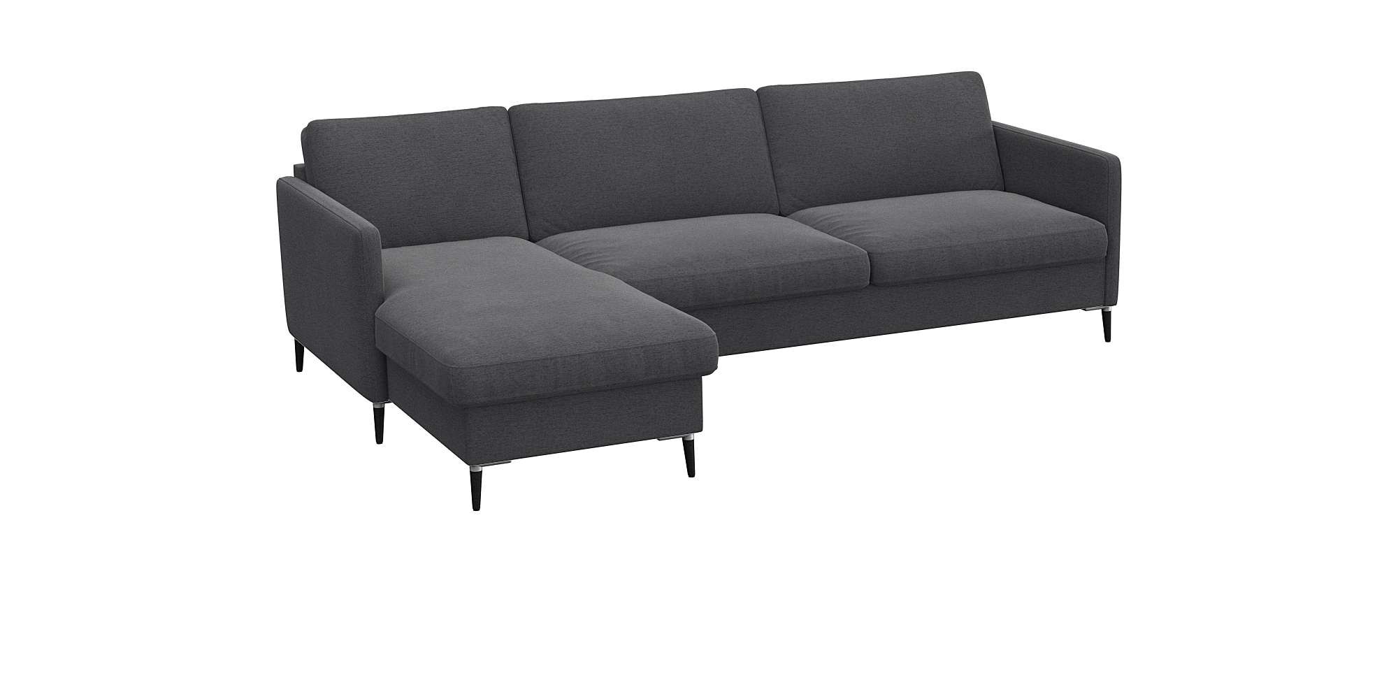 FLEXLUX Ecksofa »Fiore, L-Form«, schmale Armlehnen, Kaltschaum, Füße Alu+schwarz