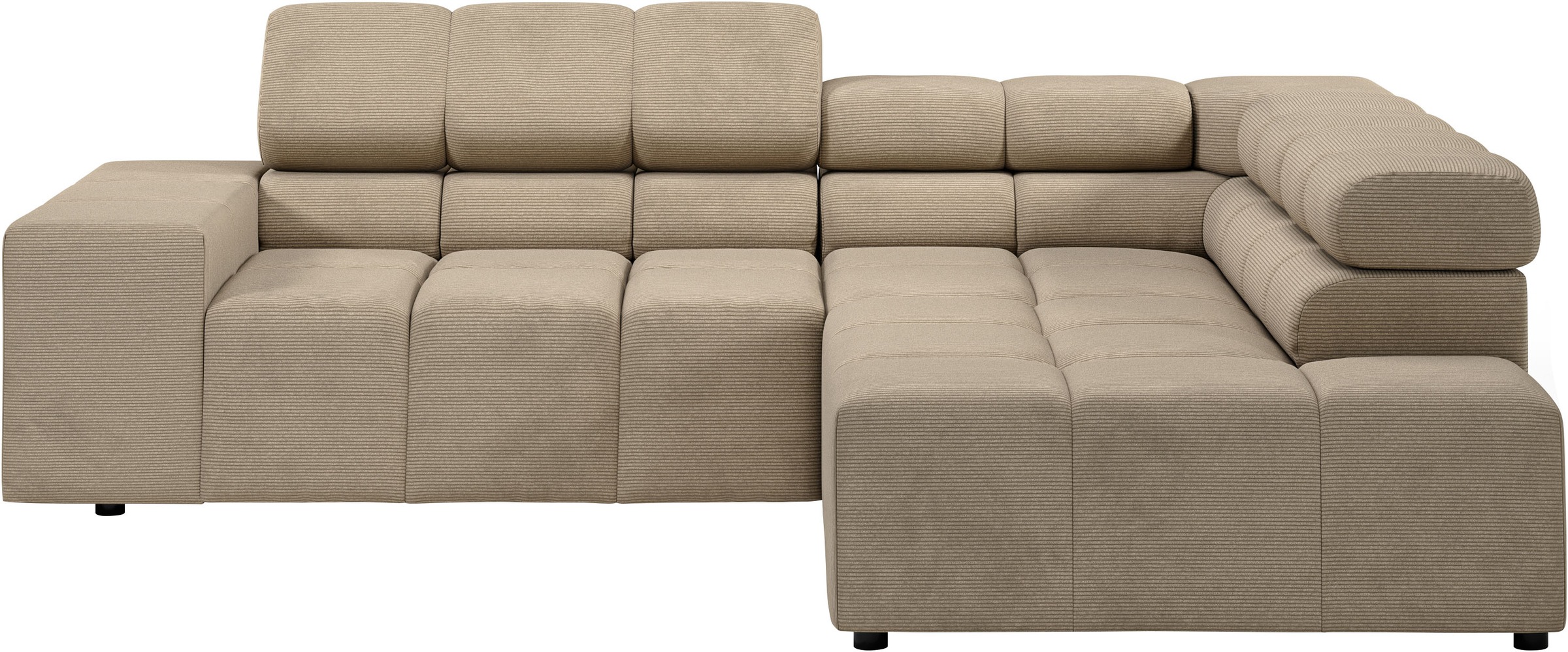 INOSIGN Ecksofa »Ancona, incl. Kopfteilverstellung + 3 Zierkissen, L-Form, bequem«, wahlweise motorische Sitztiefenverstellung, B/T(H: 249/215/70 cm
