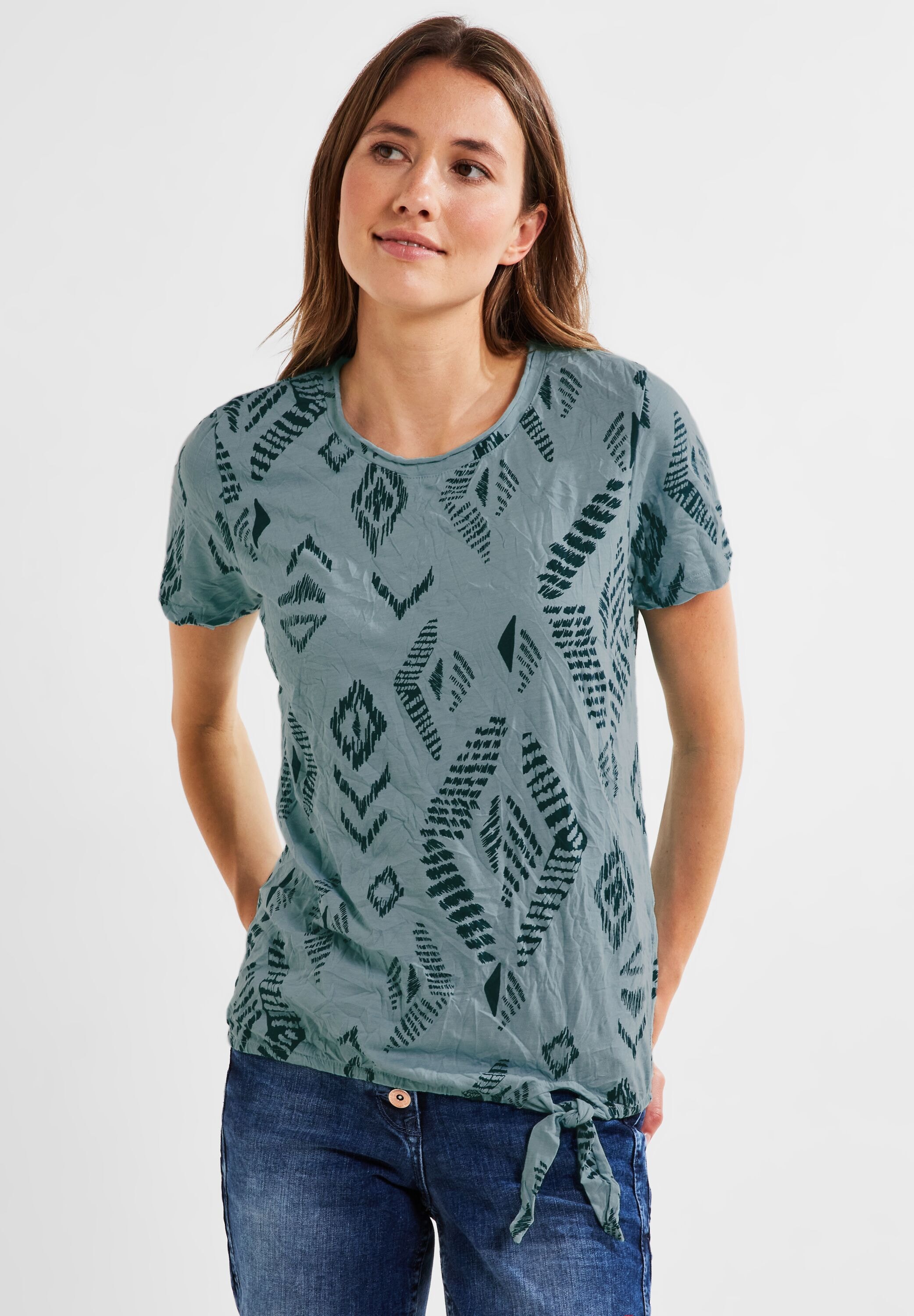 aus für Materialmix T-Shirt, softem | Cecil BAUR kaufen